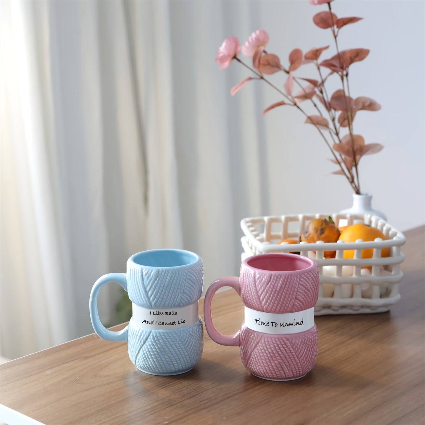 Unique Yarn Coffee Mug, Knitting