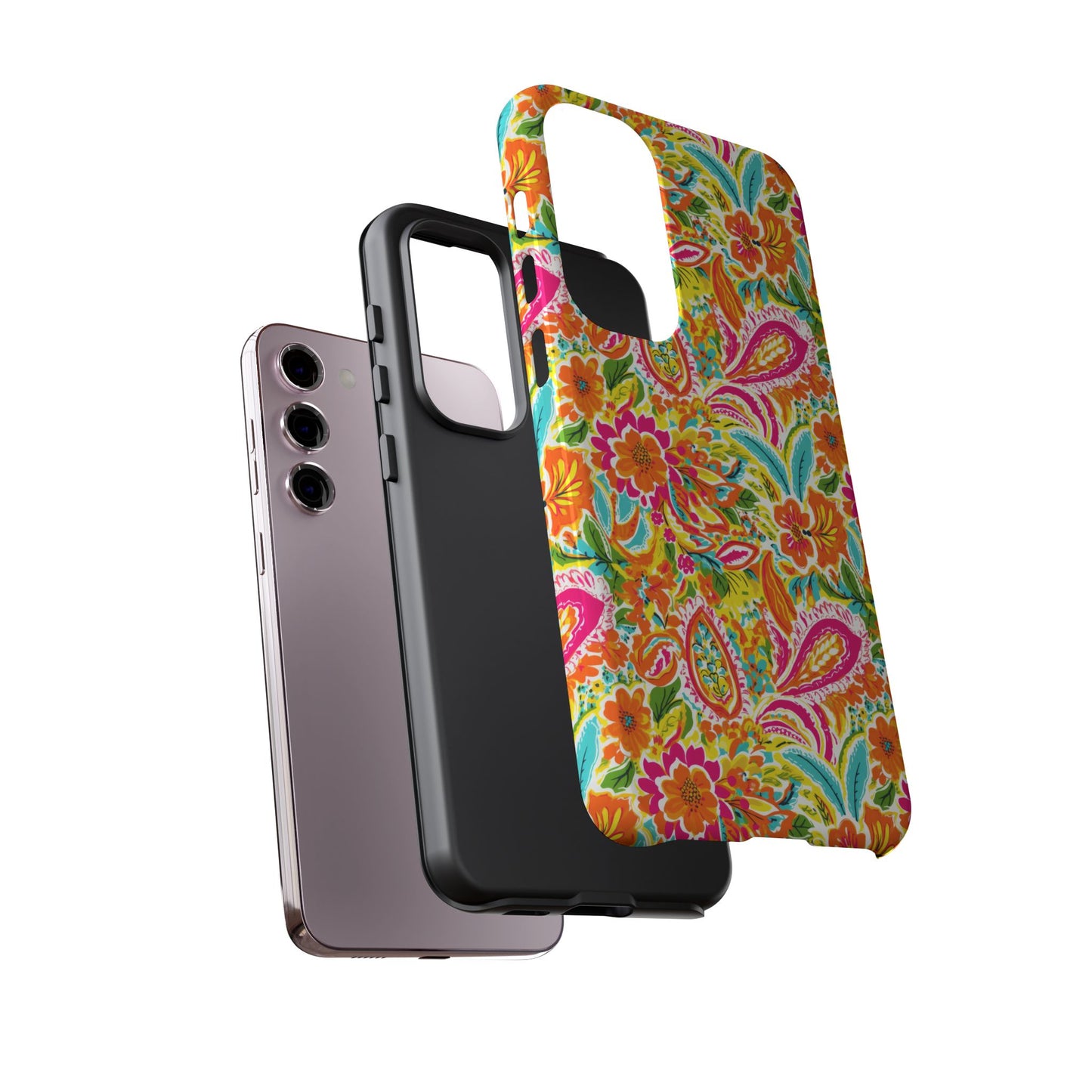 Vibrant Floral Paisley phone case | Tough Cases | Orange and Pink Floral | iPhone 17