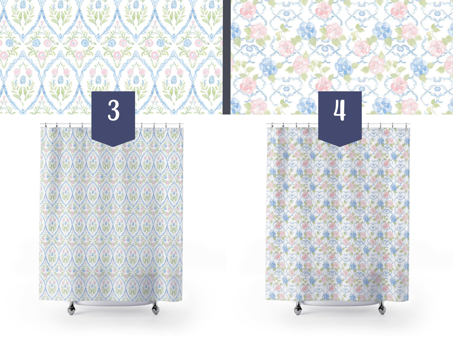 Coquette Preppy Pink Bow Shower Curtain – Shabby Chic Bathroom Decor