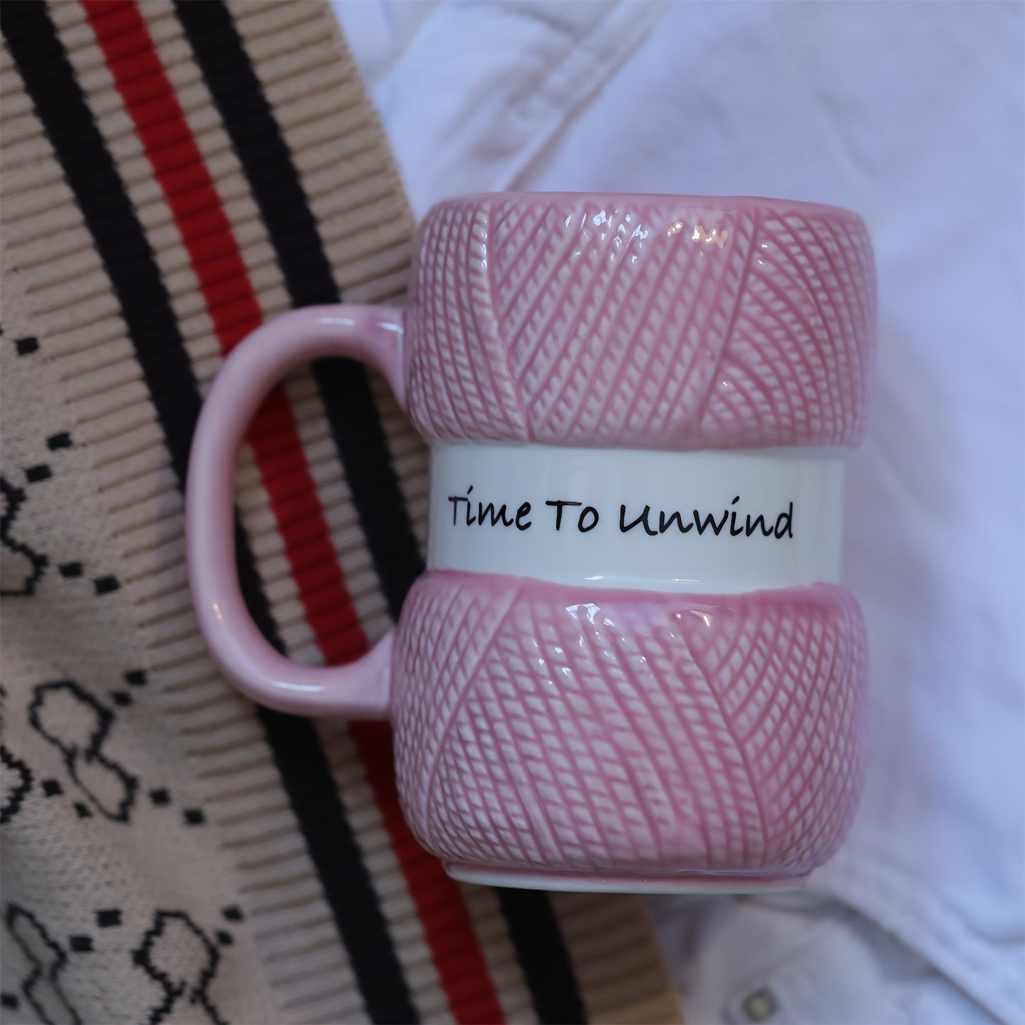 Unique Yarn Coffee Mug, Knitting