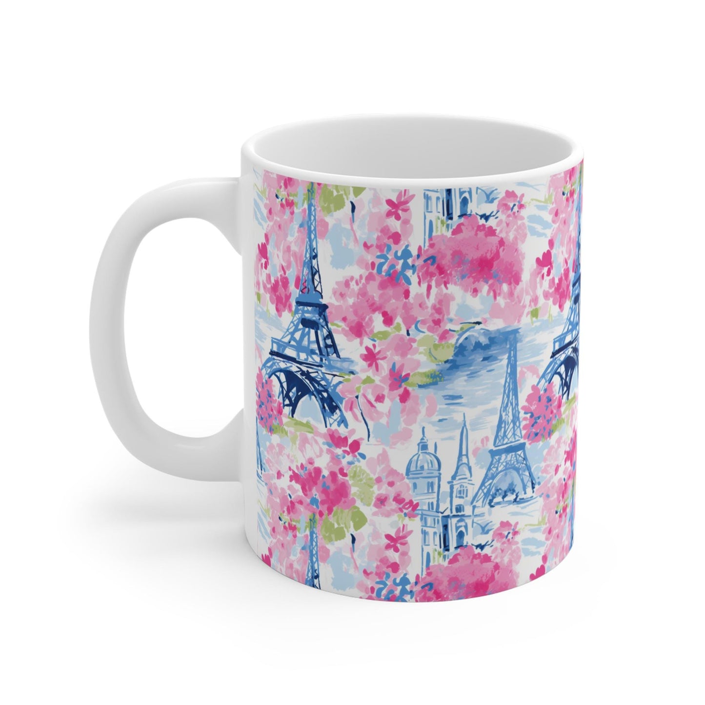 Coffee Mug, Floral Eiffel Tower