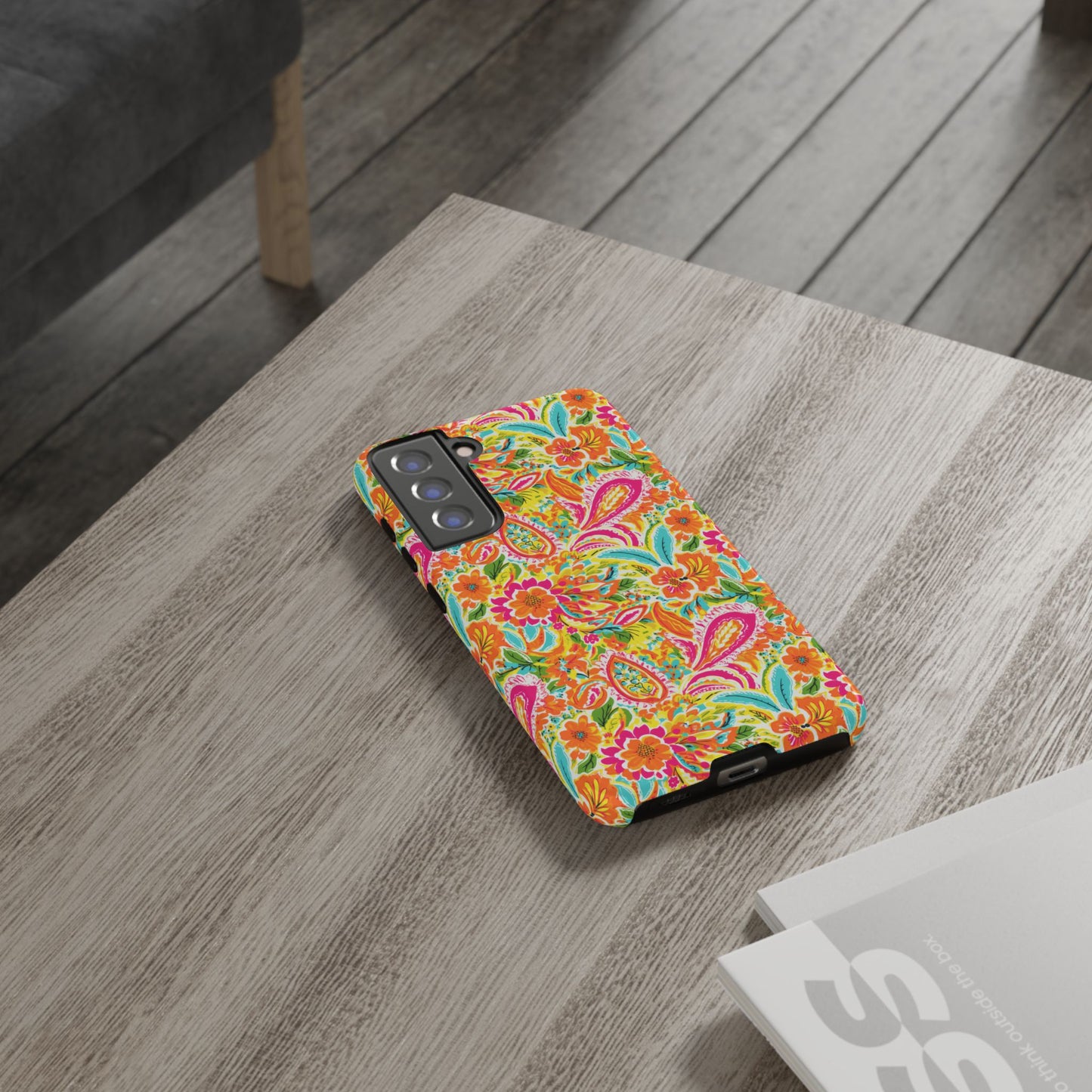 Vibrant Floral Paisley phone case | Tough Cases | Orange and Pink Floral | iPhone 17