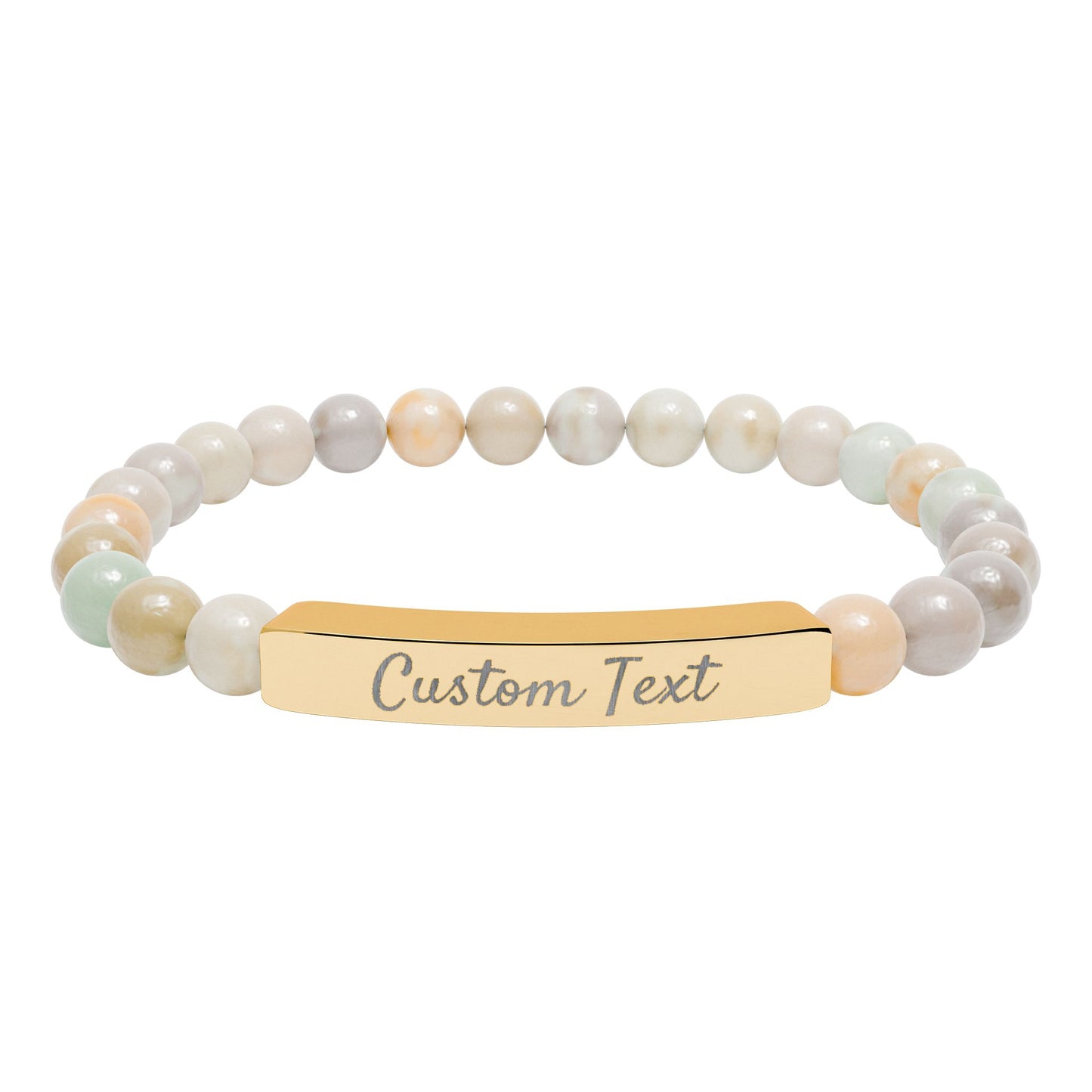 Engravable Natural Stone Bar Bracelet — Custom Name Stretch Bracelet