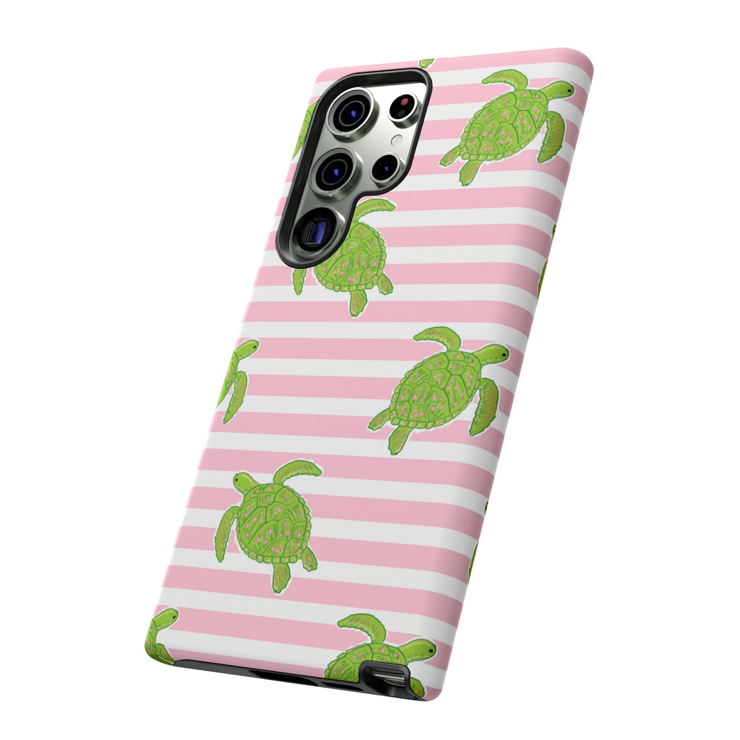 Green Sea Turtles Phone Case | Pink Stripes Tough Case | iPhone 17