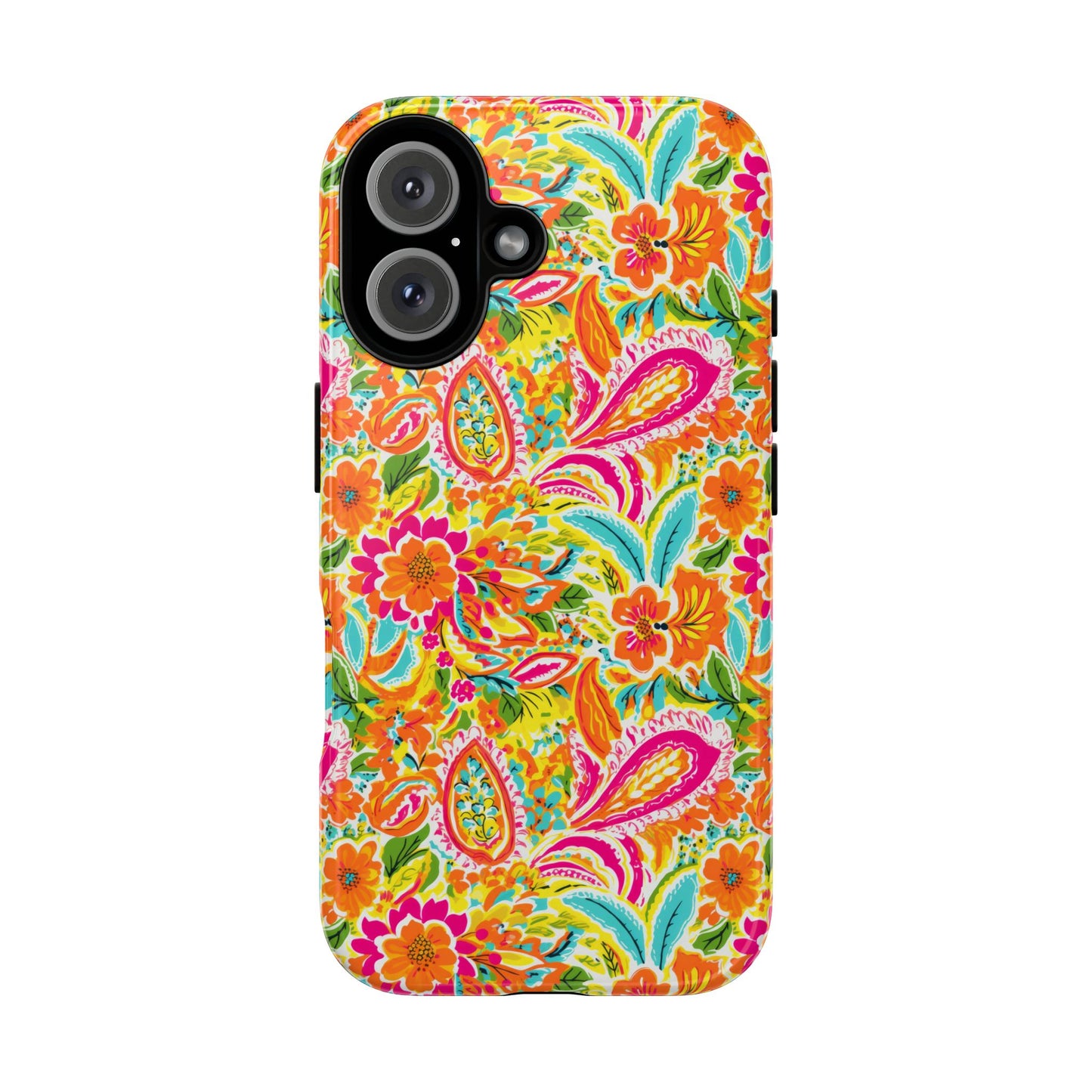Vibrant Floral Paisley phone case | Tough Cases | Orange and Pink Floral | iPhone 17