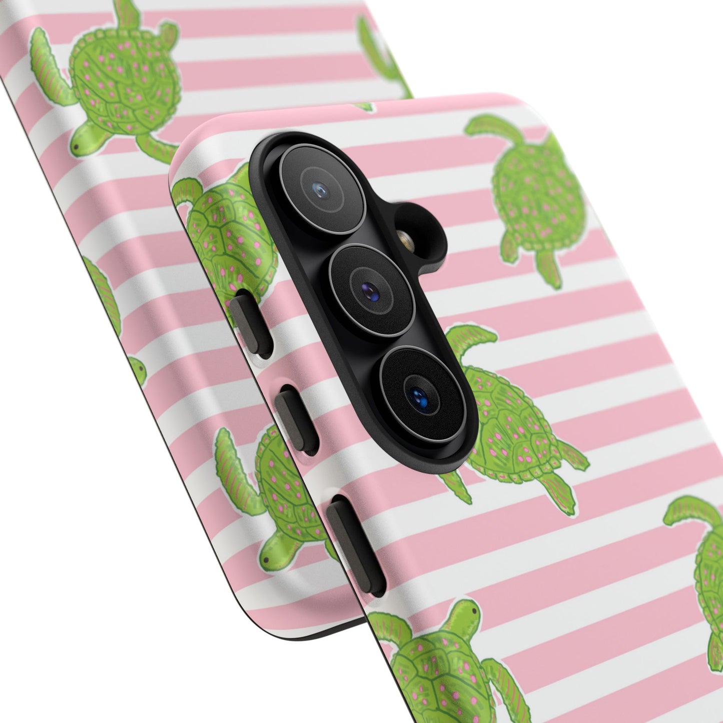 Green Sea Turtles Phone Case | Pink Stripes Tough Case | iPhone 17