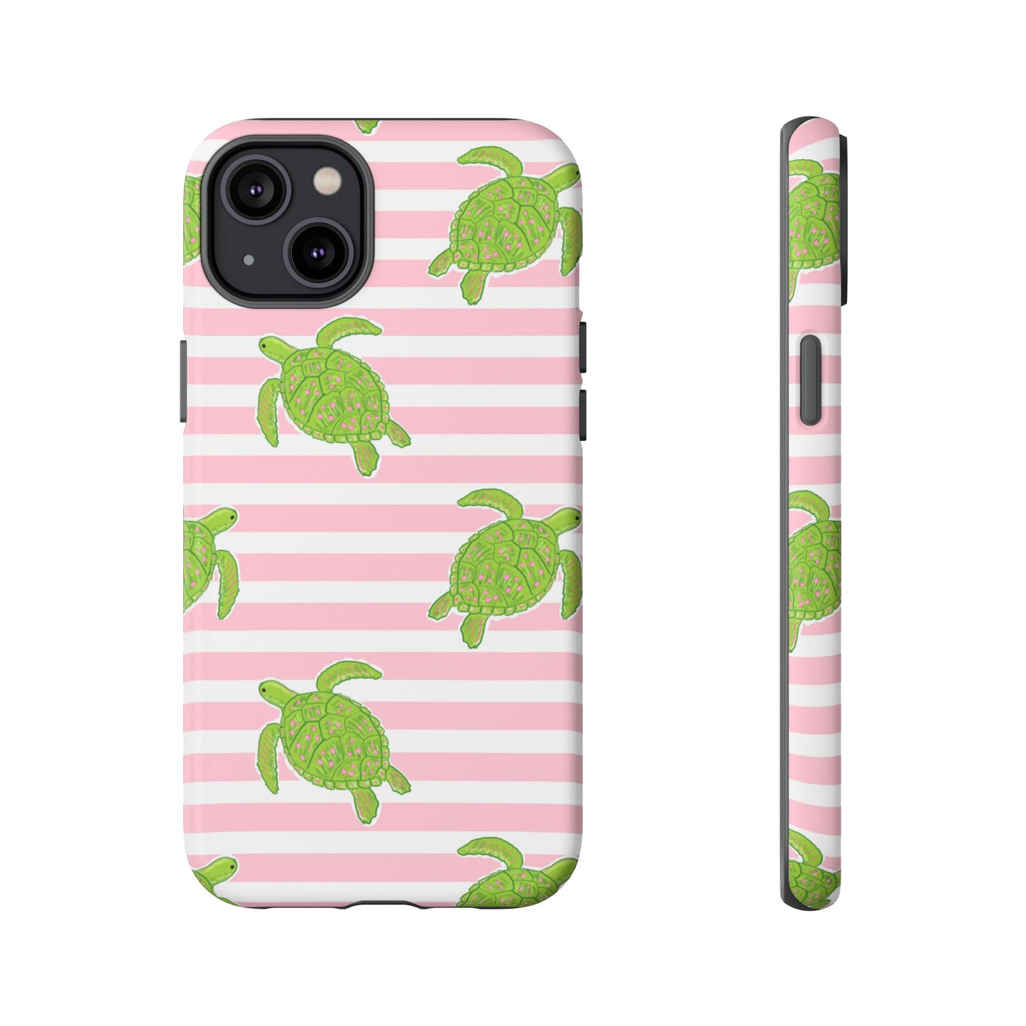 Green Sea Turtles Phone Case | Pink Stripes Tough Case | iPhone 17