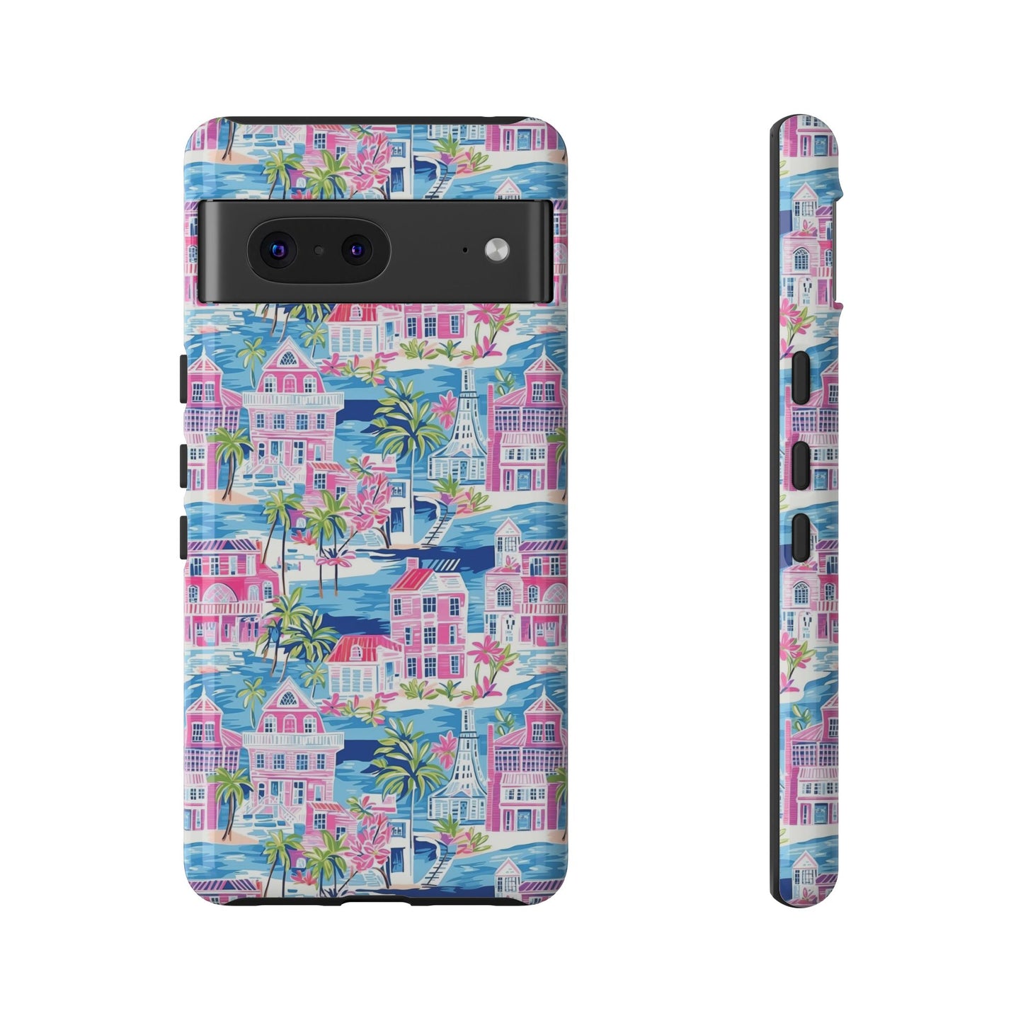 Pink Coastal Houses phone case | Tough Case | iPhone 17