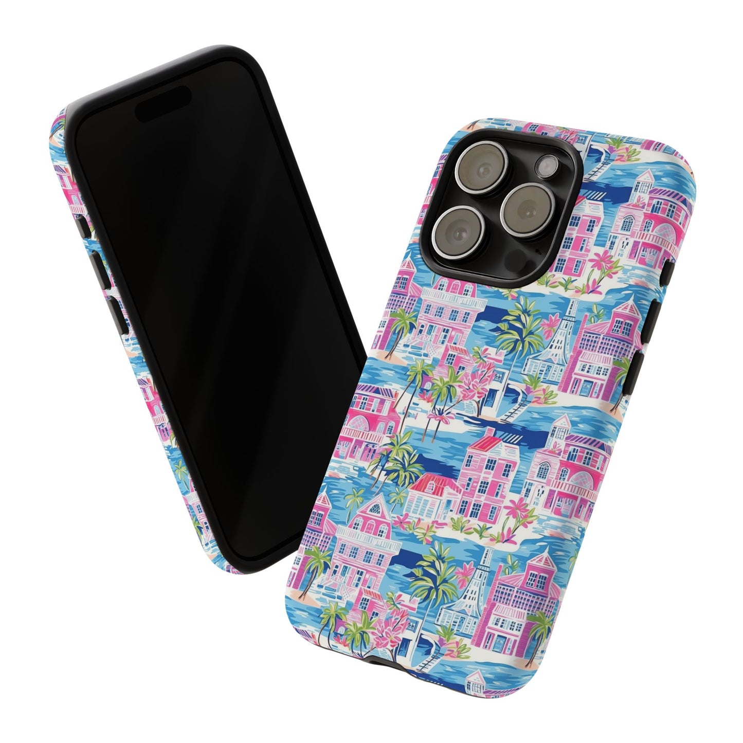 Pink Coastal Houses phone case | Tough Case | iPhone 17