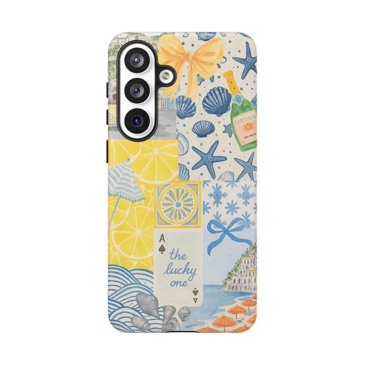 Coastal Collage Phone Case | Beach Shells, Starfish, Lemon, Scenic Travel | Italian Summer