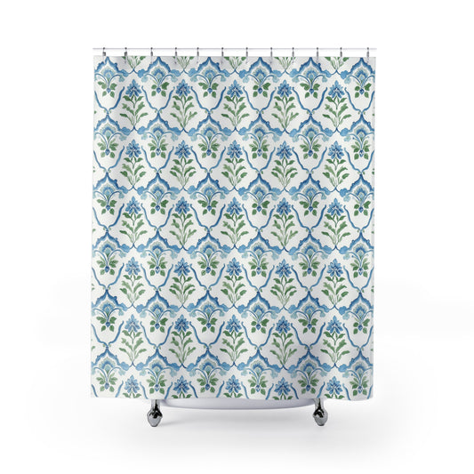 Blue Floral Shower Curtain