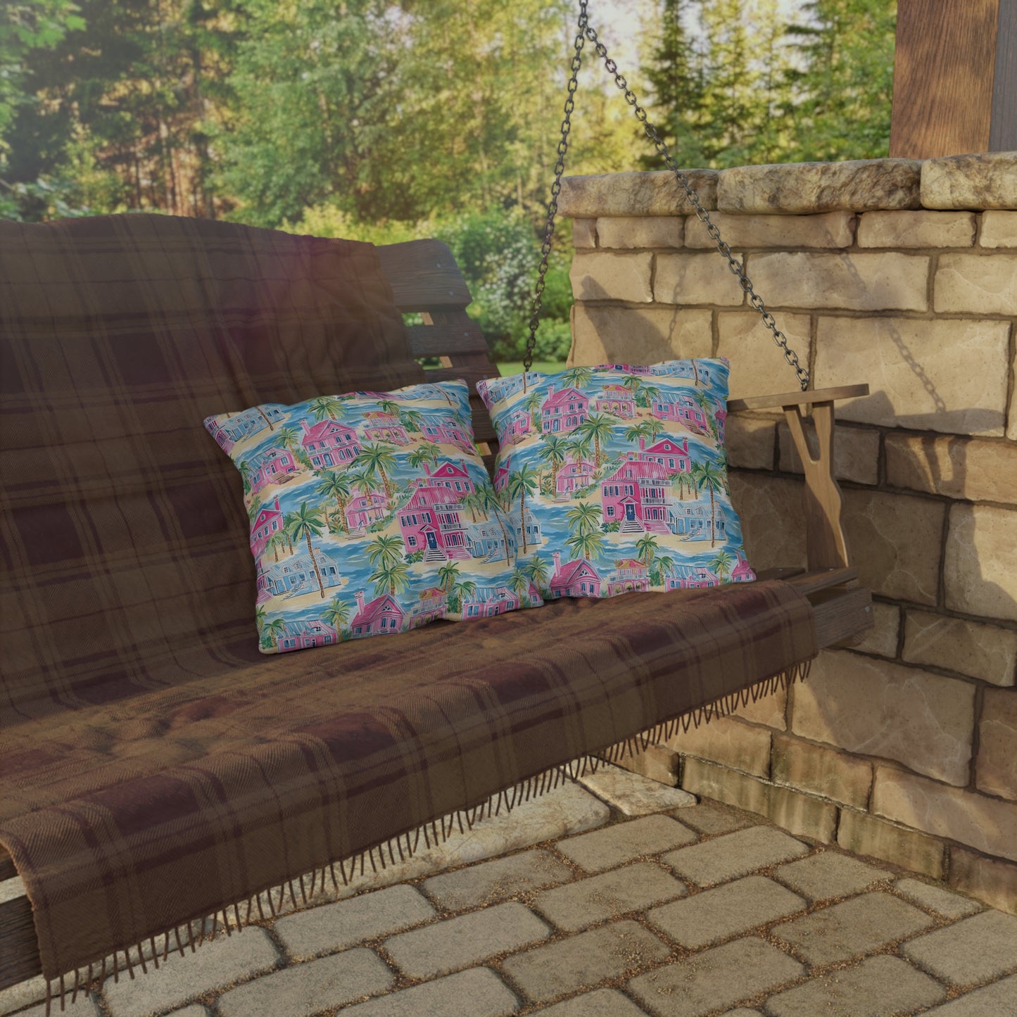 Outdoor Throw Pillow, Coastal Palm Beach Houses