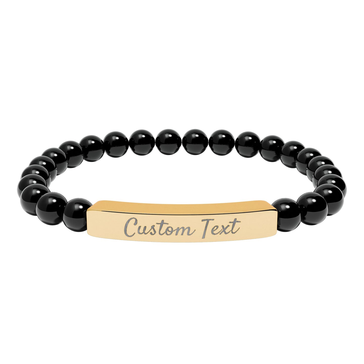Engravable Natural Stone Bar Bracelet — Custom Name Stretch Bracelet