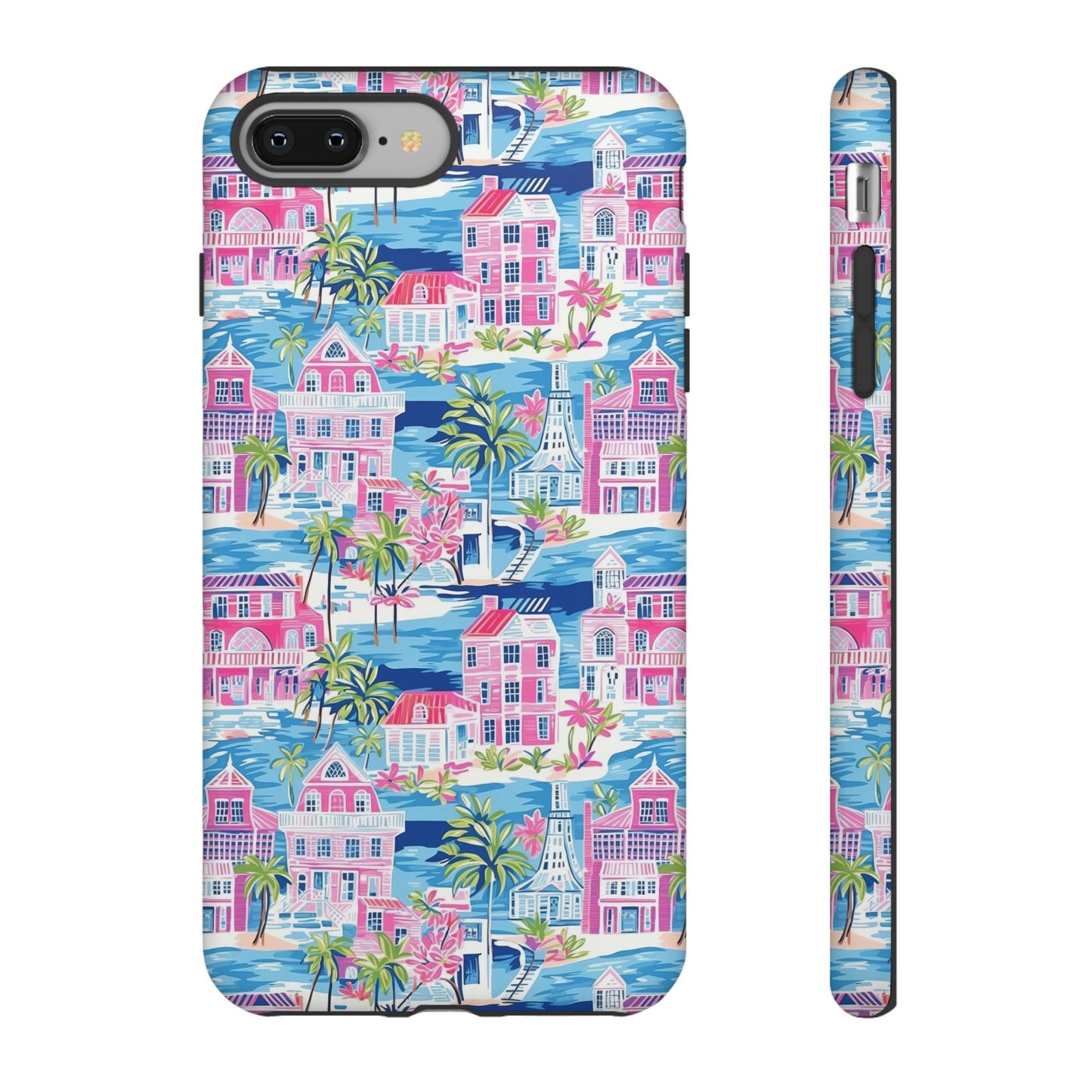 Pink Coastal Houses phone case | Tough Case | iPhone 17