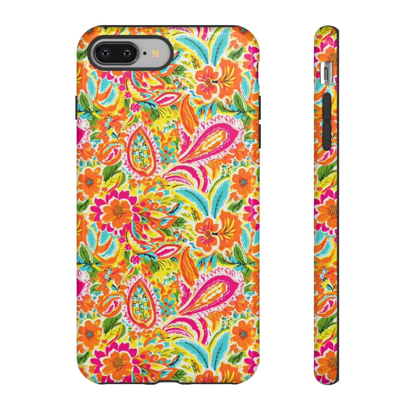 Vibrant Floral Paisley phone case | Tough Cases | Orange and Pink Floral | iPhone 17