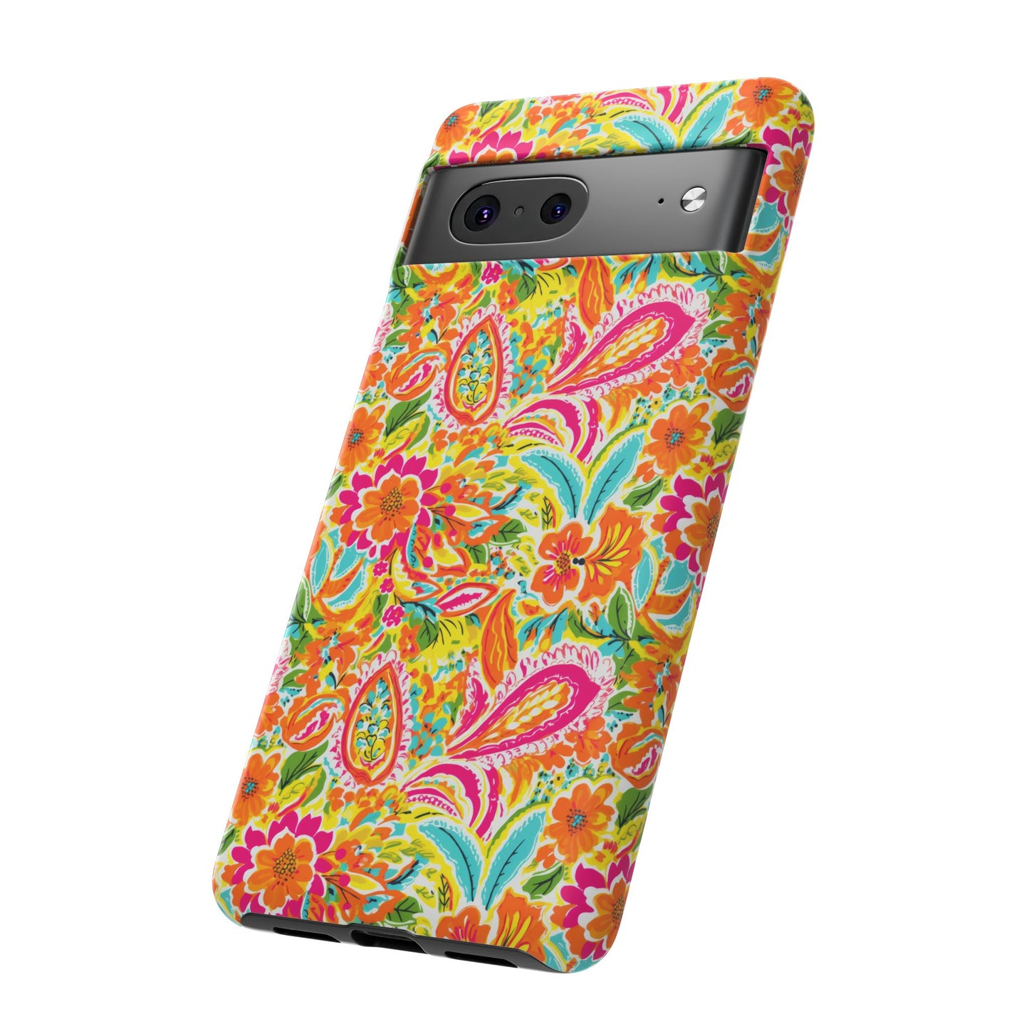 Vibrant Floral Paisley phone case | Tough Cases | Orange and Pink Floral | iPhone 17