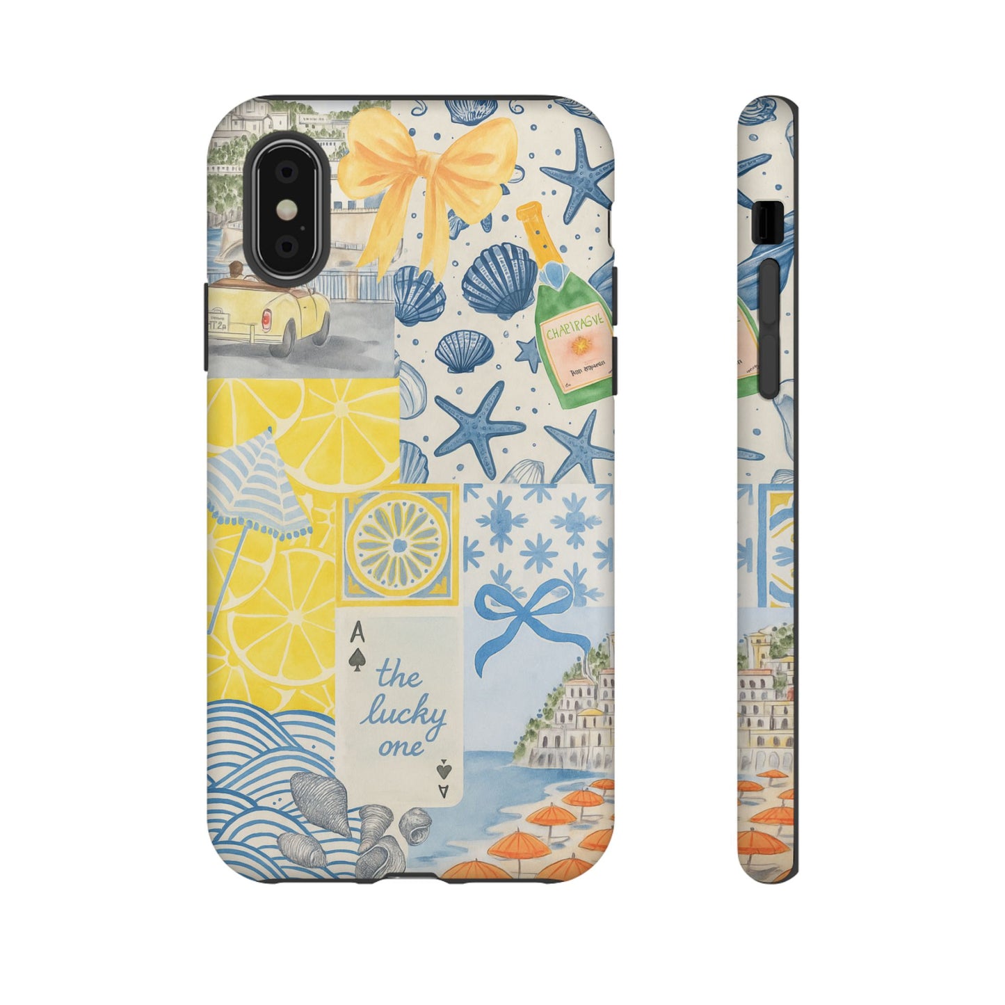 Coastal Collage Phone Case | Beach Shells, Starfish, Lemon, Scenic Travel | Italian Summer