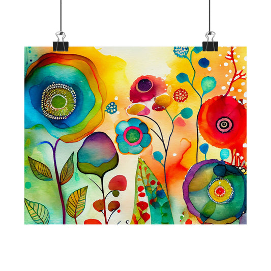 Colorful Abstract Floral Wall Art Poster | Vibrant Wildflower Botanical Print | Boho Modern Home Decor