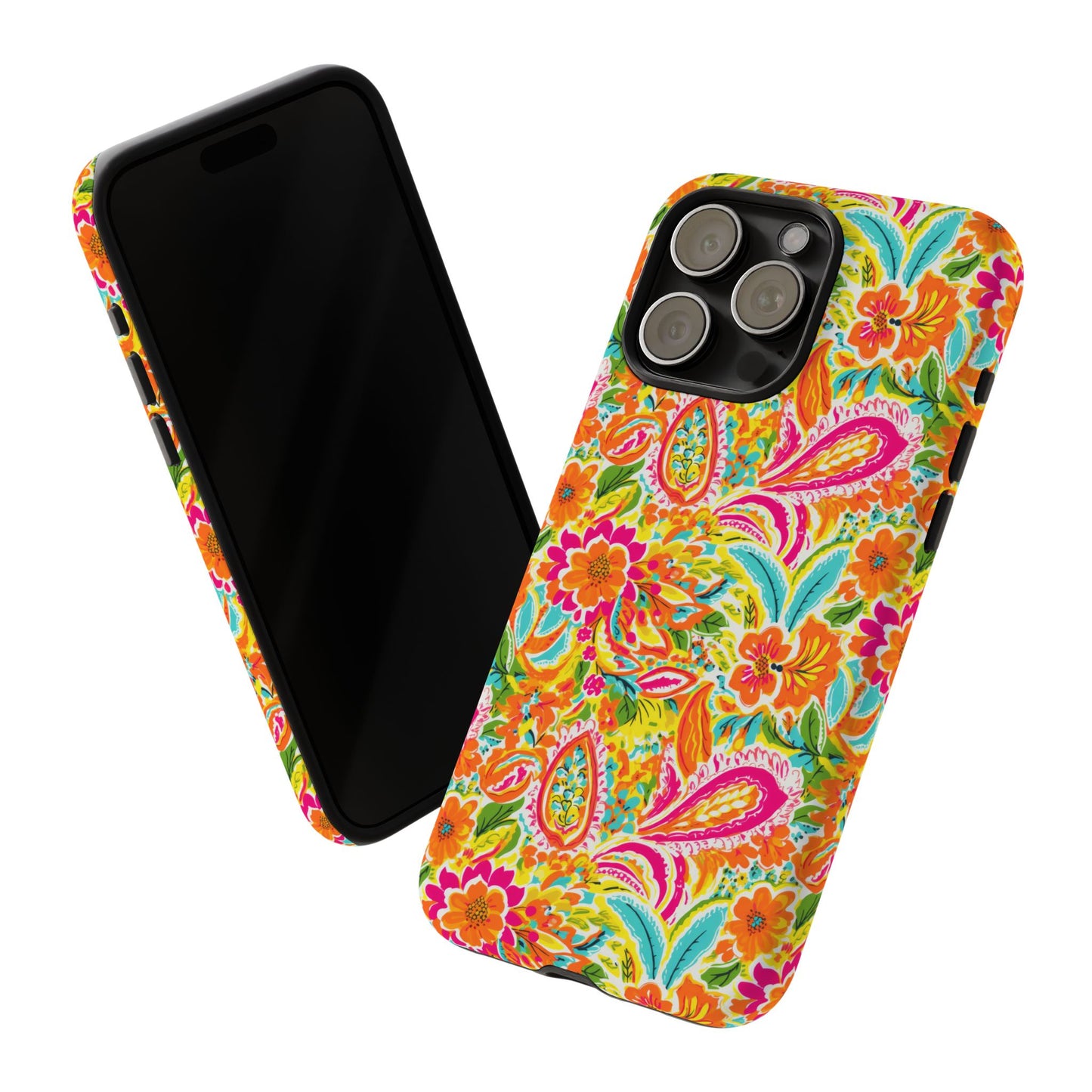 Vibrant Floral Paisley phone case | Tough Cases | Orange and Pink Floral | iPhone 17