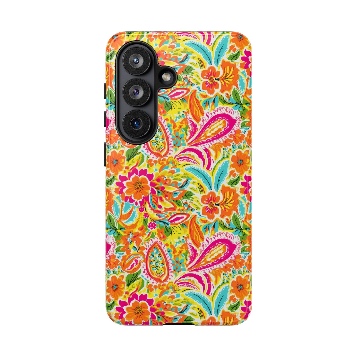 Vibrant Floral Paisley phone case | Tough Cases | Orange and Pink Floral | iPhone 17