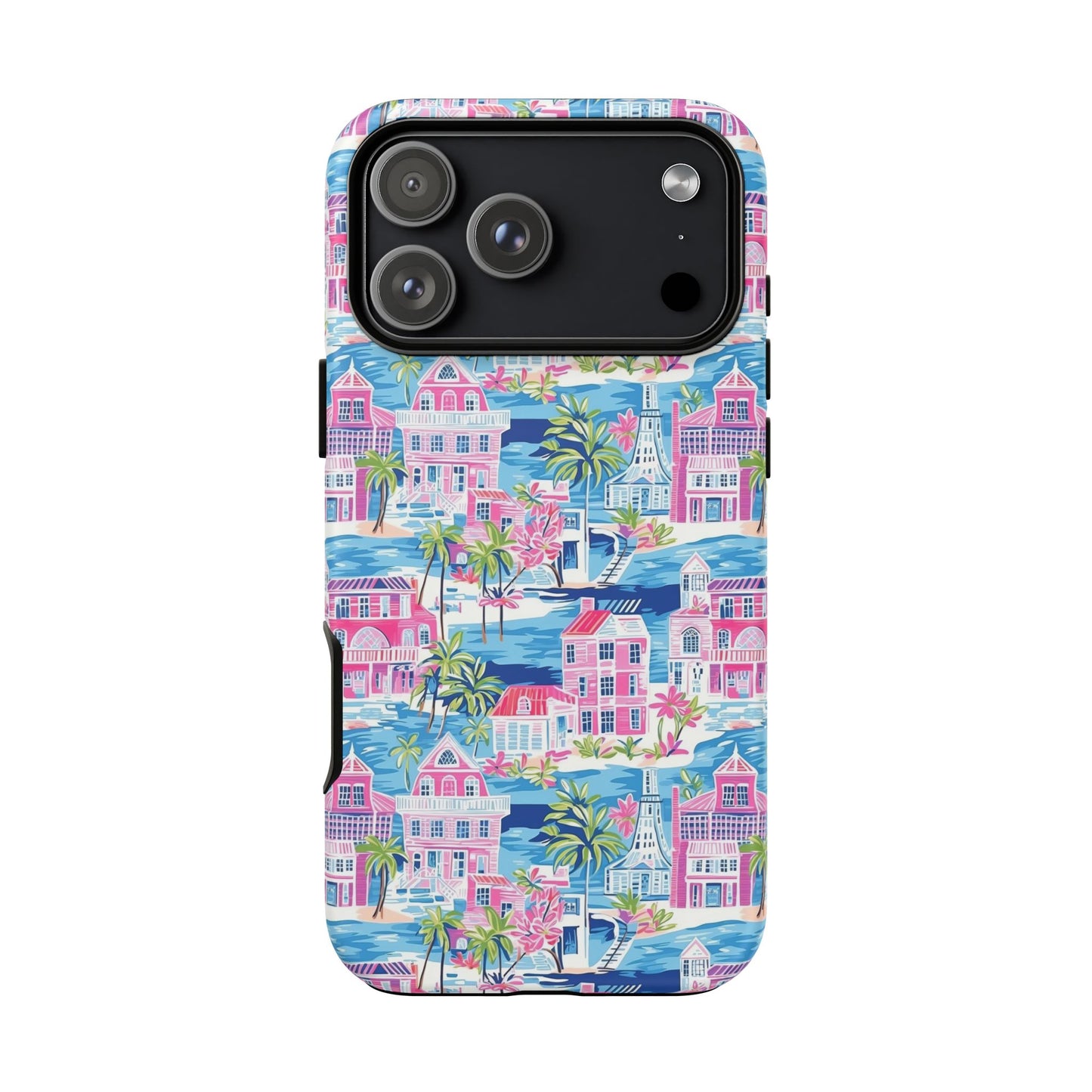 Pink Coastal Houses phone case | Tough Case | iPhone 17