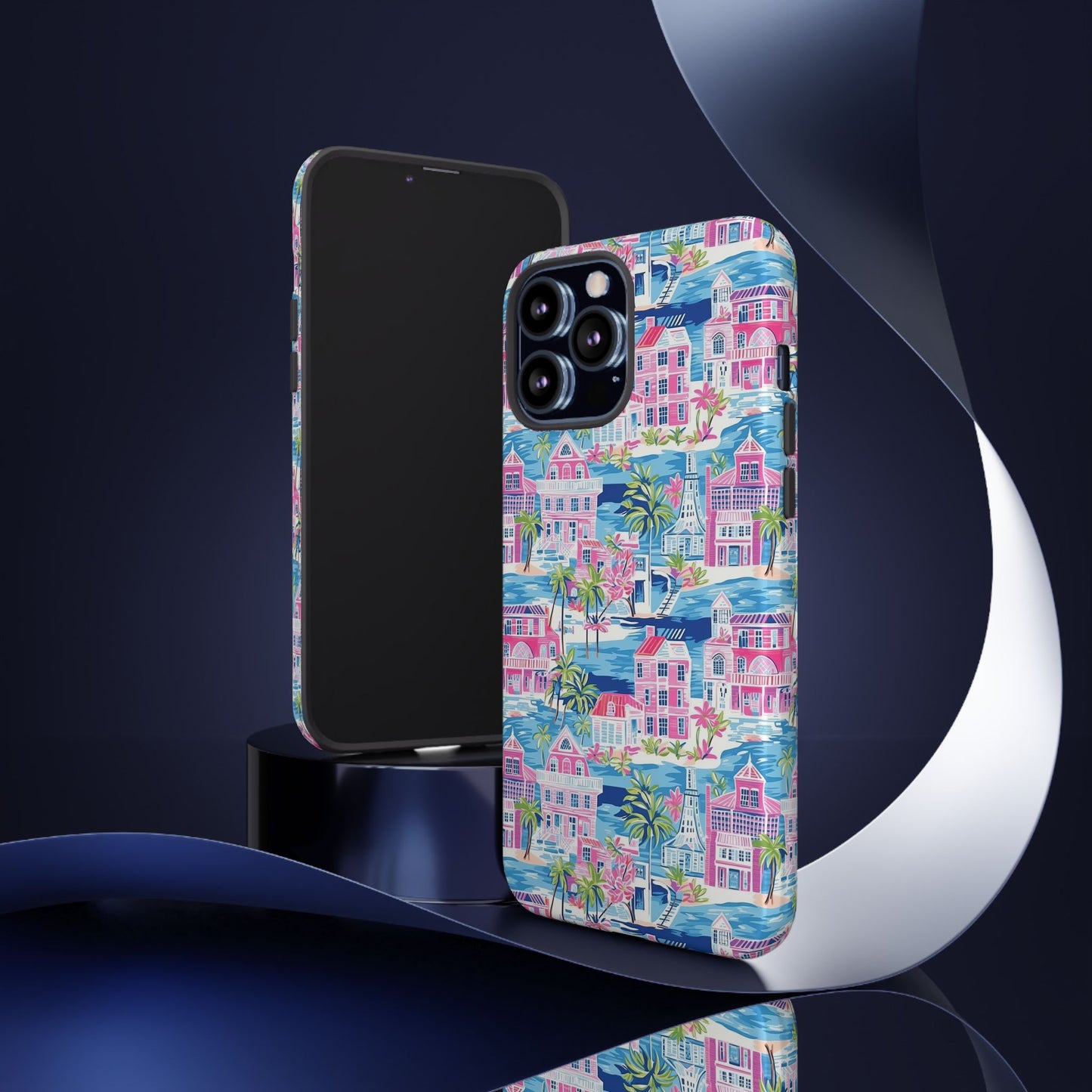 Pink Coastal Houses phone case | Tough Case | iPhone 17