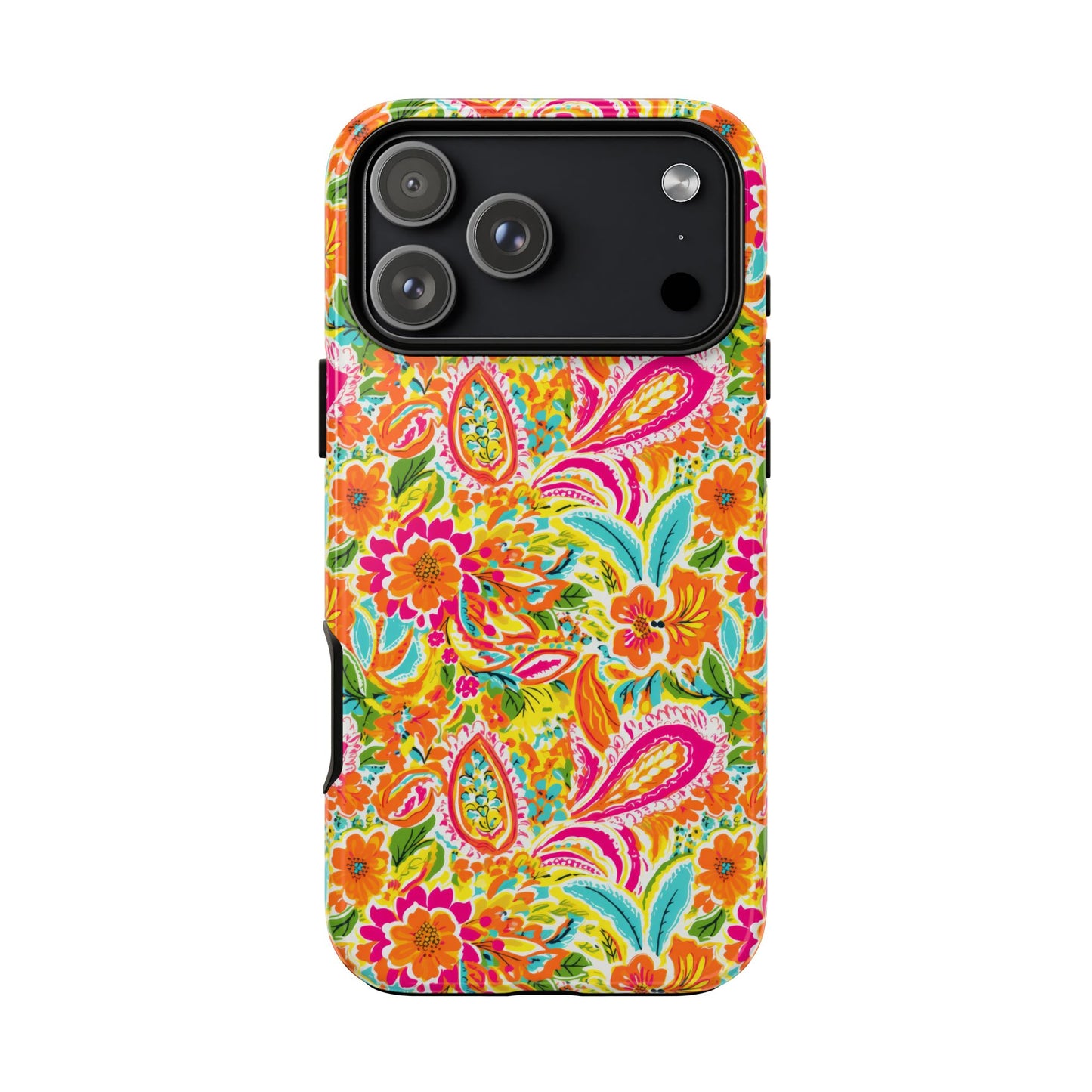 Vibrant Floral Paisley phone case | Tough Cases | Orange and Pink Floral | iPhone 17