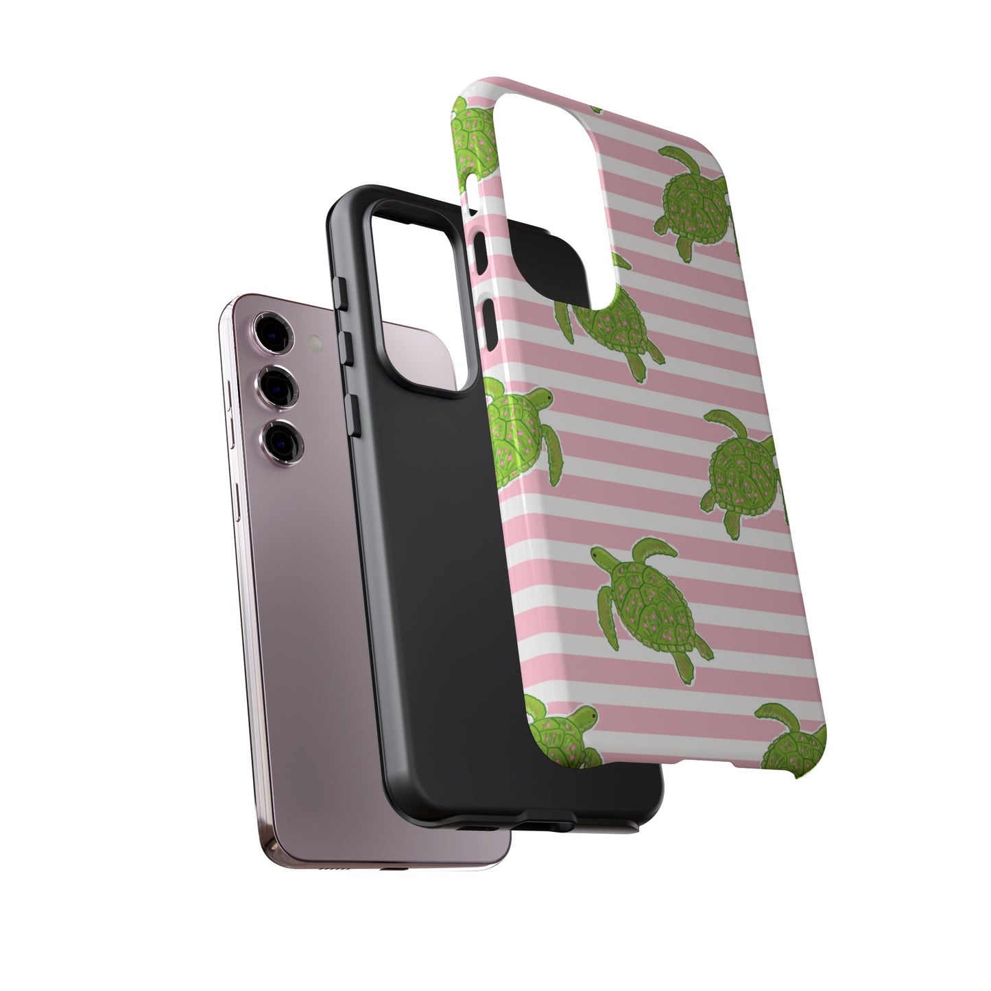 Green Sea Turtles Phone Case | Pink Stripes Tough Case | iPhone 17