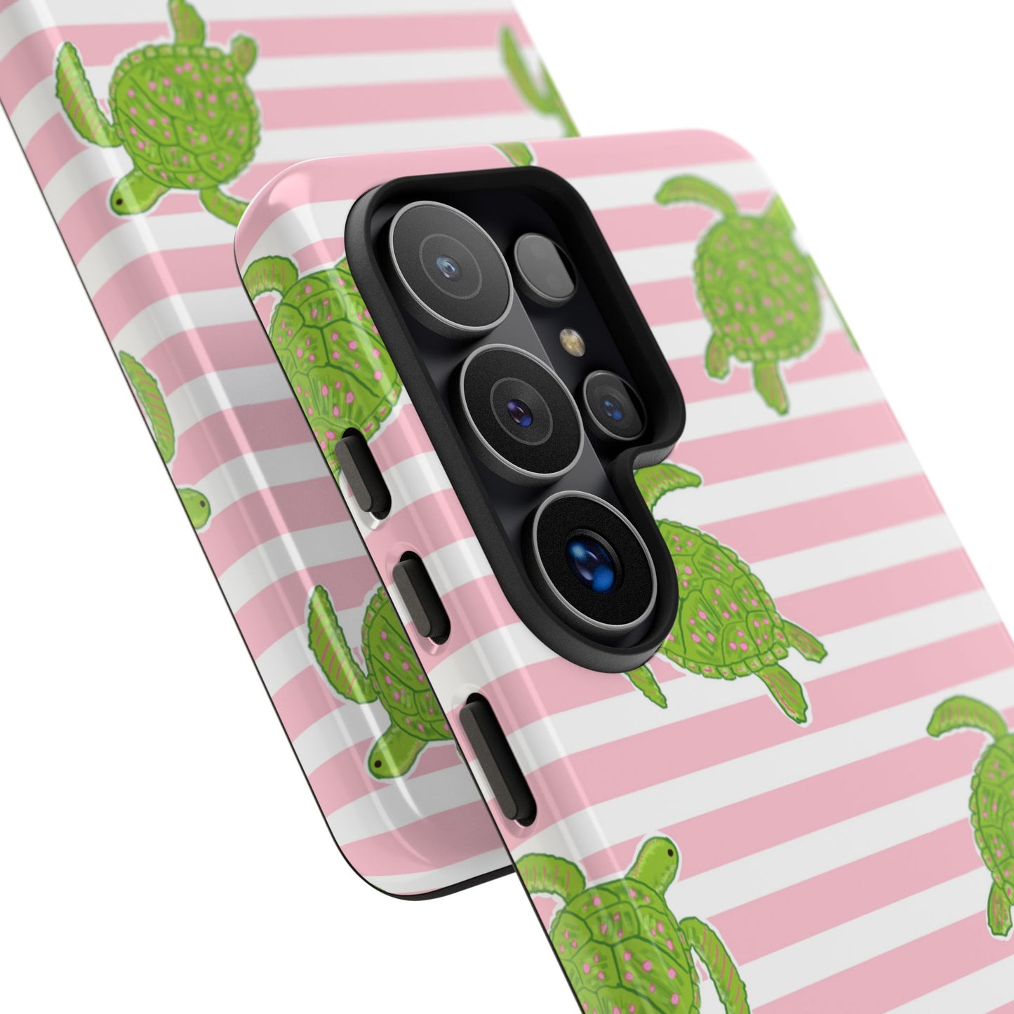 Green Sea Turtles Phone Case | Pink Stripes Tough Case | iPhone 17