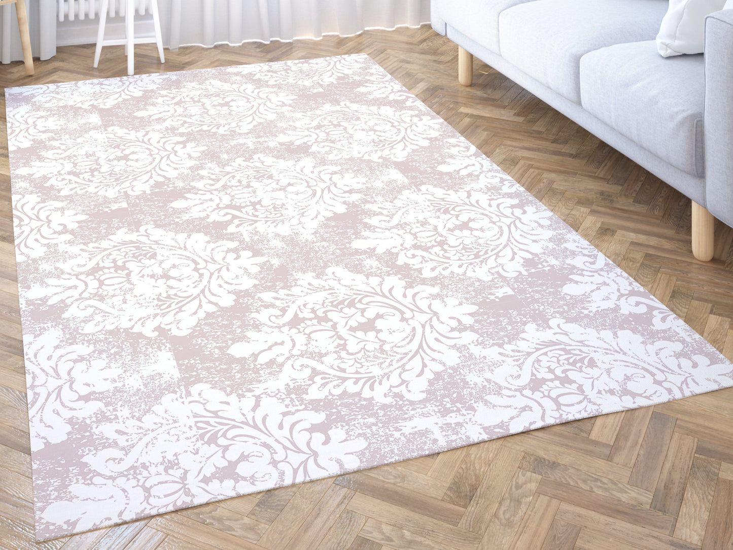 Custom Rug, Beige Damask