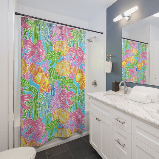 Custom Shower Curtain, Tropical Fish