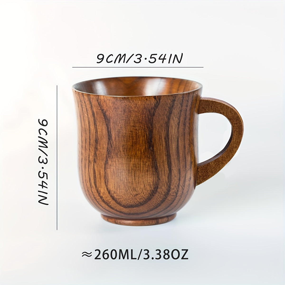 Natural Solid Wooden Coffee Mug, Beer Mug, Handmade Tea Cup With Handle For Coffee
