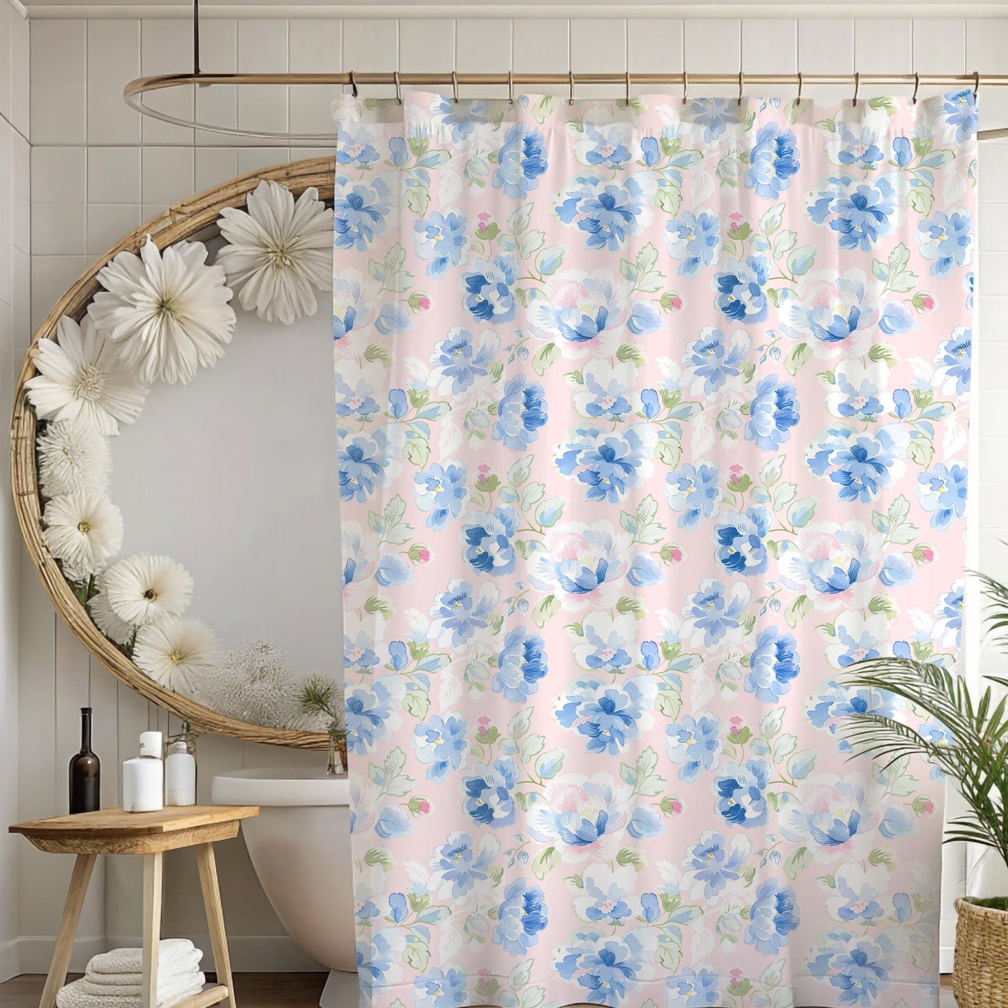 Custom Shower Curtain, Soft Florals