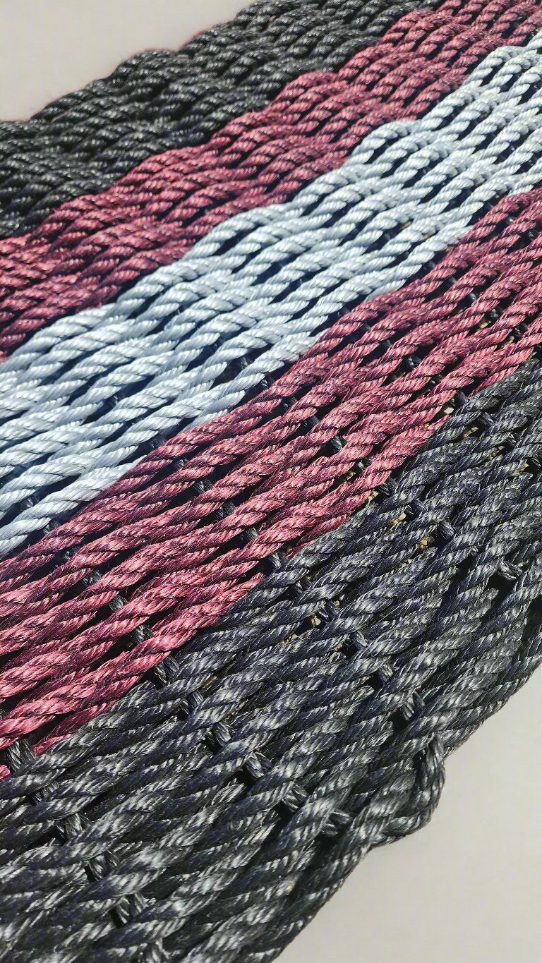 Black, Burgundy & Gray 5-Stripe Lobster Rope Doormat