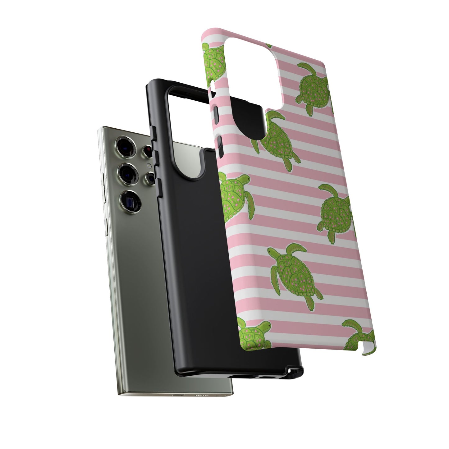 Green Sea Turtles Phone Case | Pink Stripes Tough Case | iPhone 17