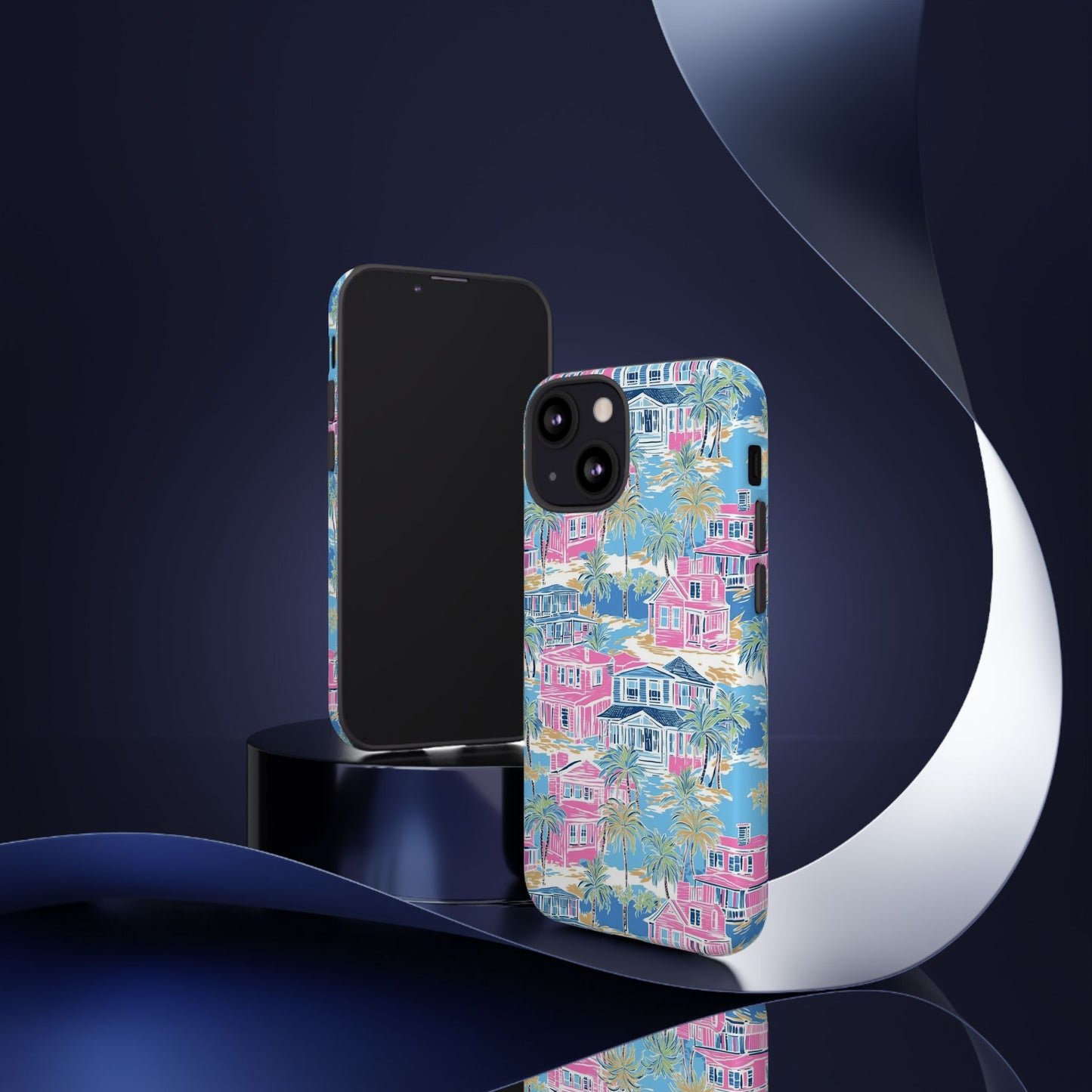 Tropical Beach Houses Tough Case | Palm Tree Coastal Phone Cover | iPhone 17