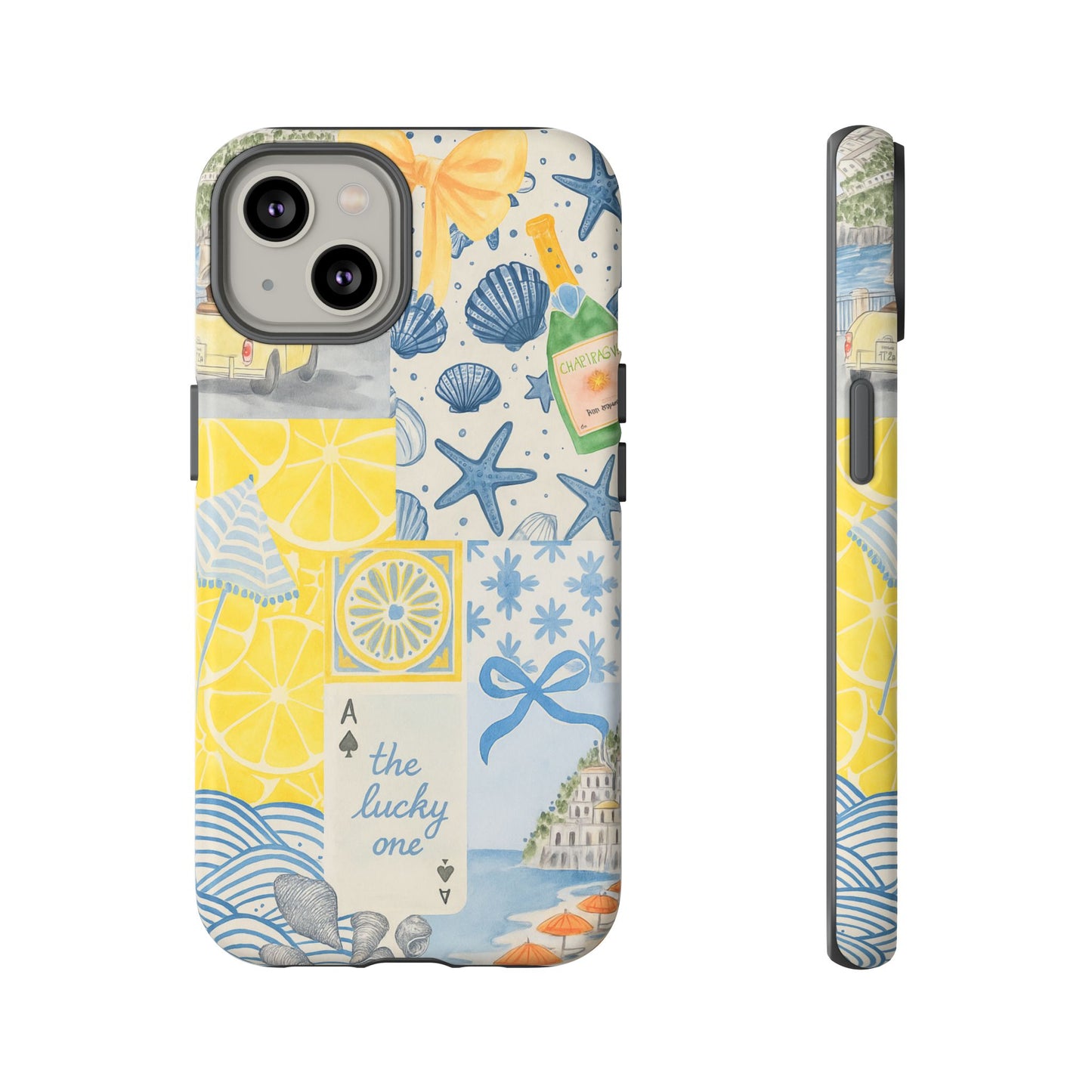 Coastal Collage Phone Case | Beach Shells, Starfish, Lemon, Scenic Travel | Italian Summer