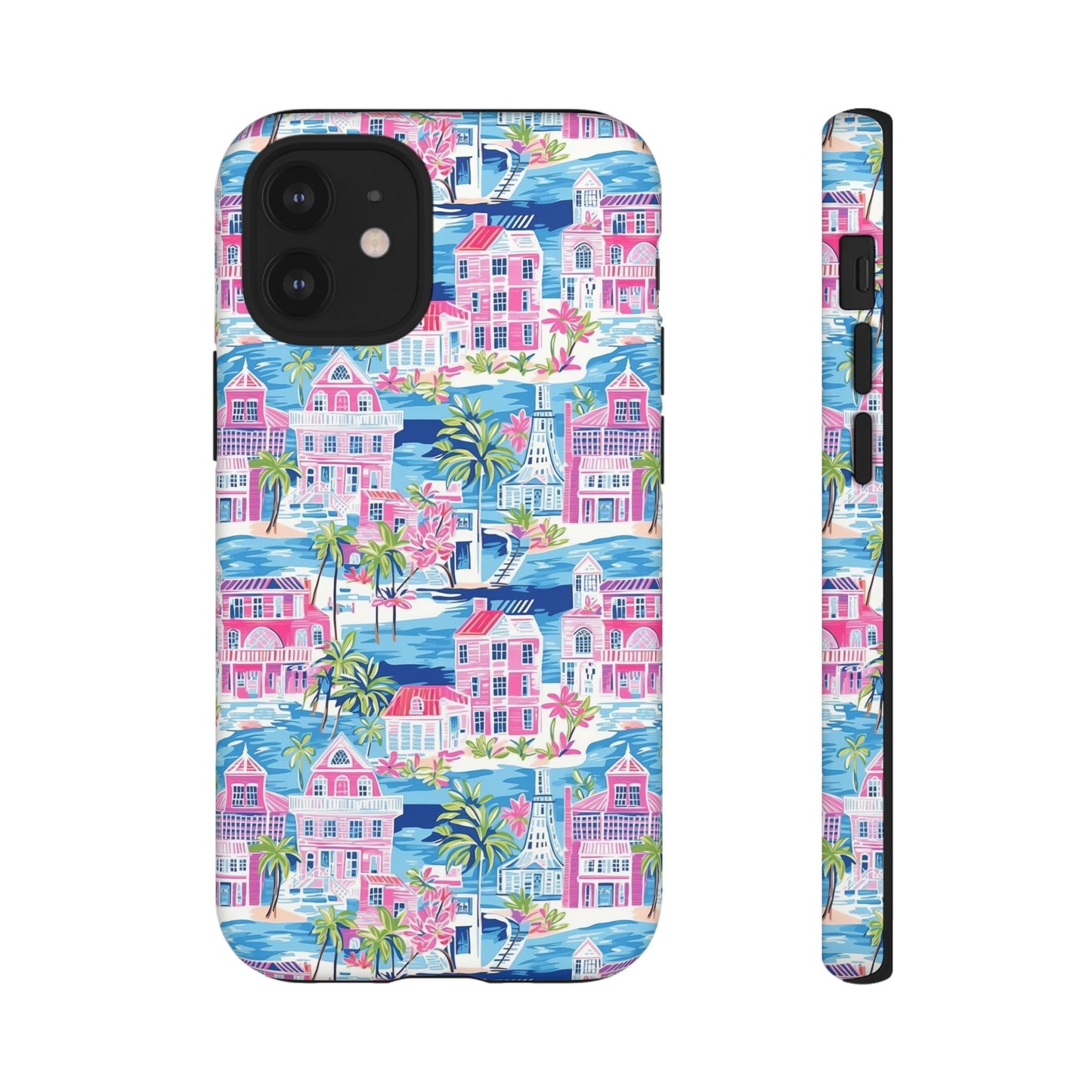 Pink Coastal Houses phone case | Tough Case | iPhone 17