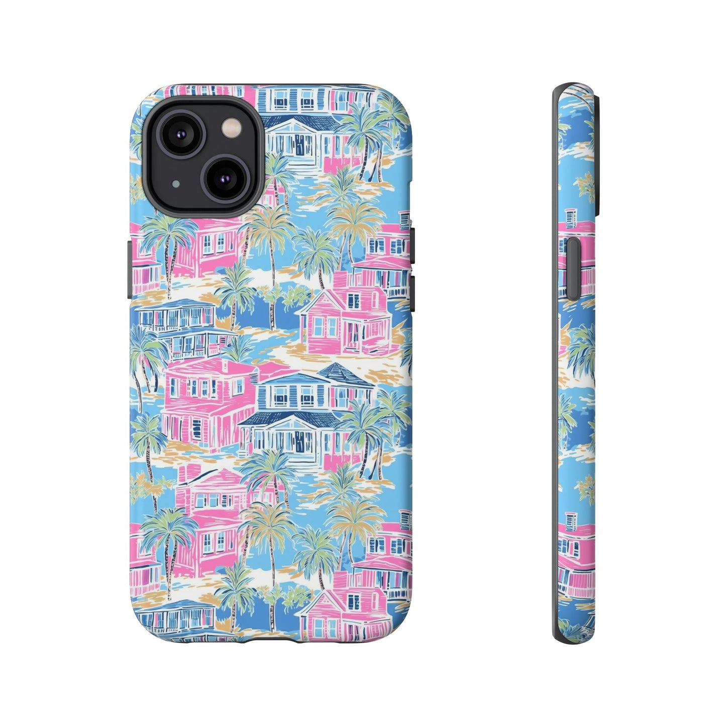 Tropical Beach Houses Tough Case | Palm Tree Coastal Phone Cover | iPhone 17