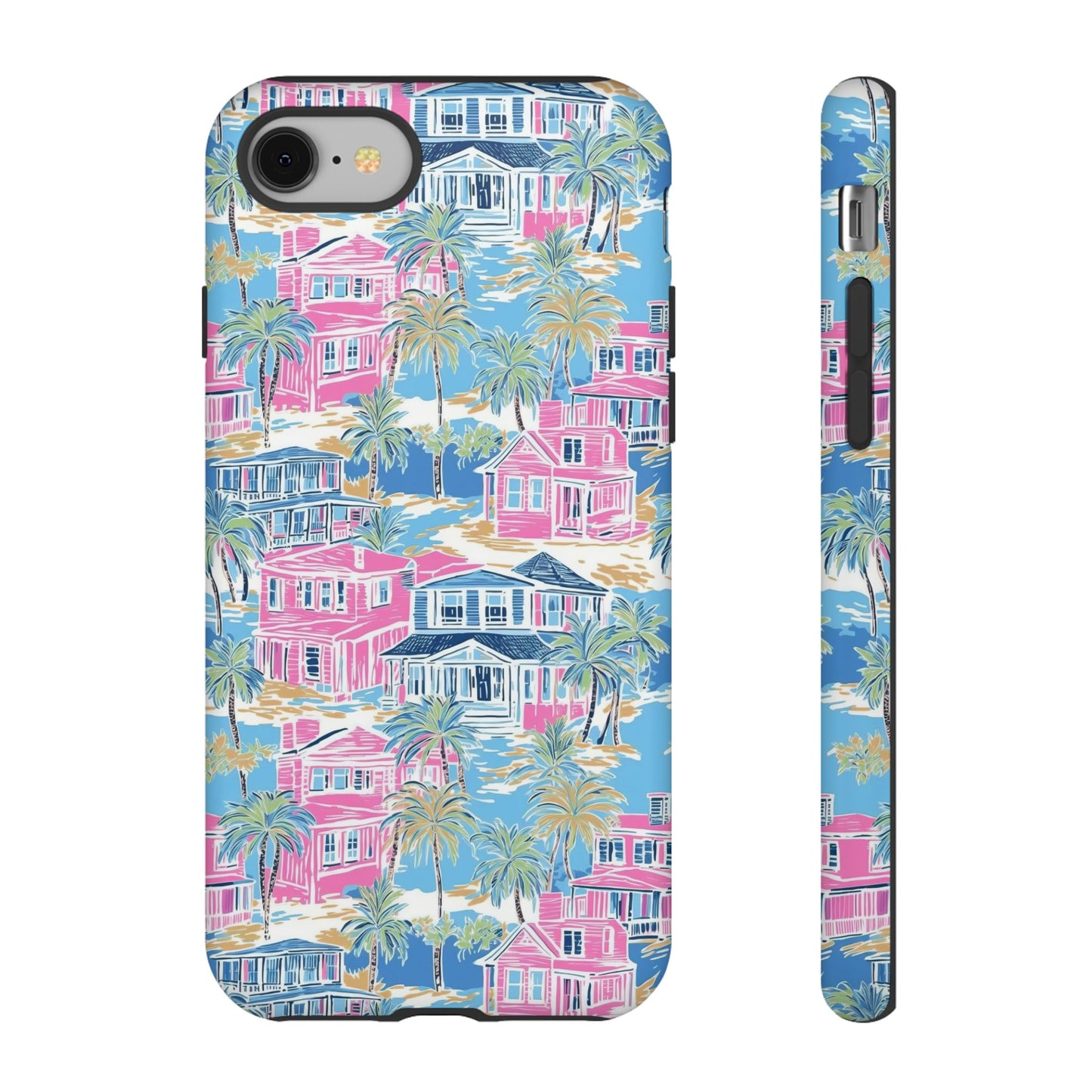 Tropical Beach Houses Tough Case | Palm Tree Coastal Phone Cover | iPhone 17