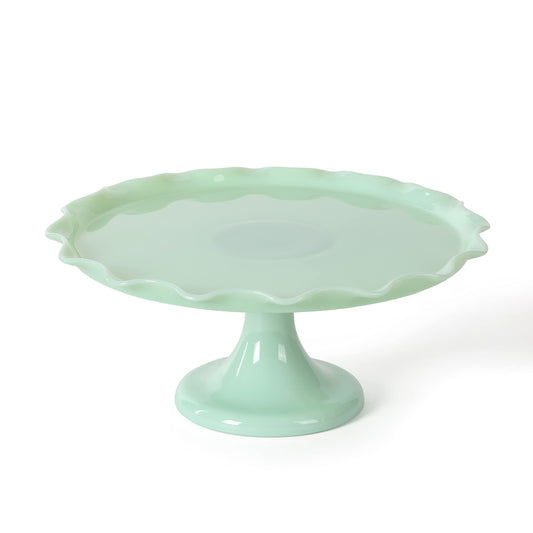 Martha Stewart Jadeite Cake Stand – 11" Ruffled Pedestal