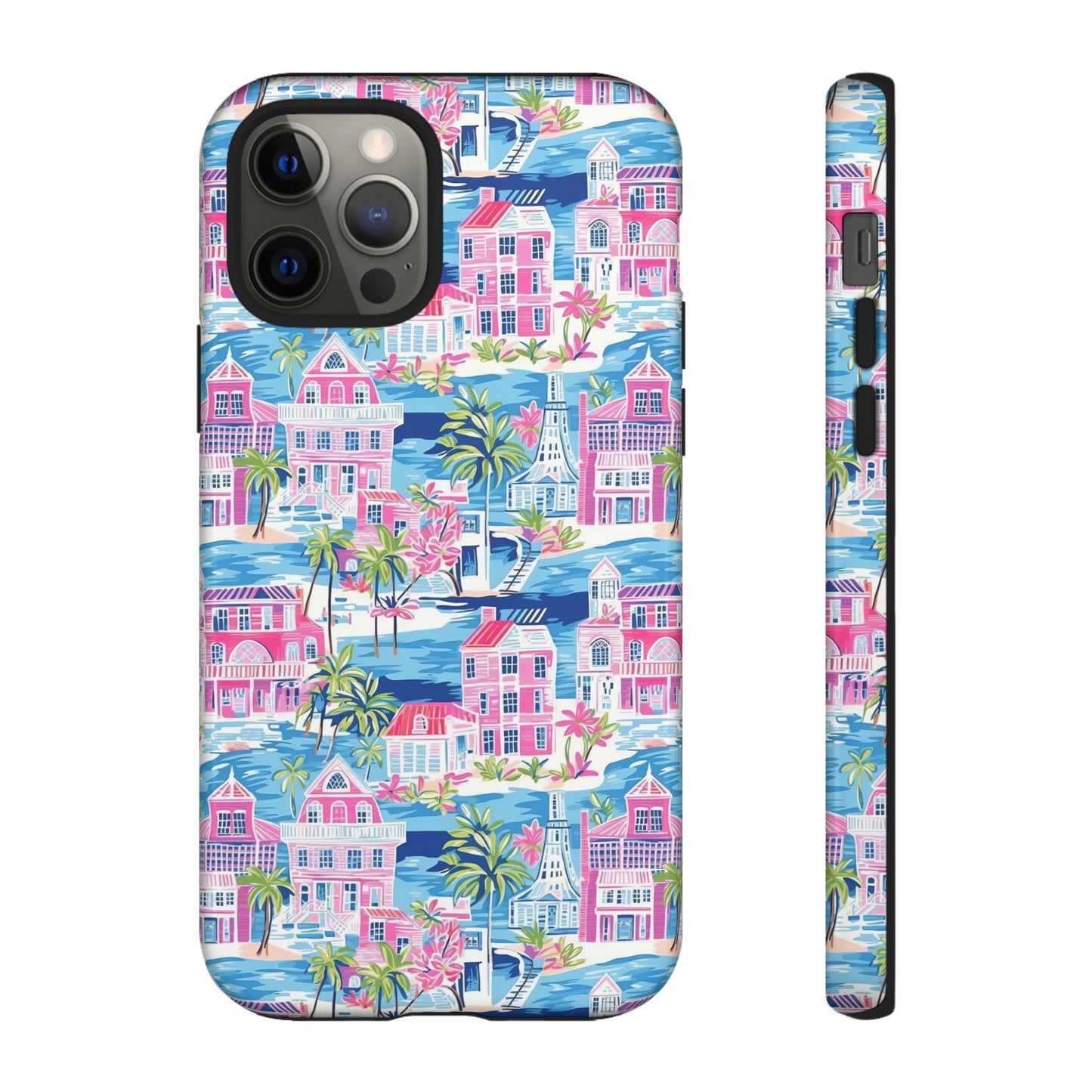 Pink Coastal Houses phone case | Tough Case | iPhone 17