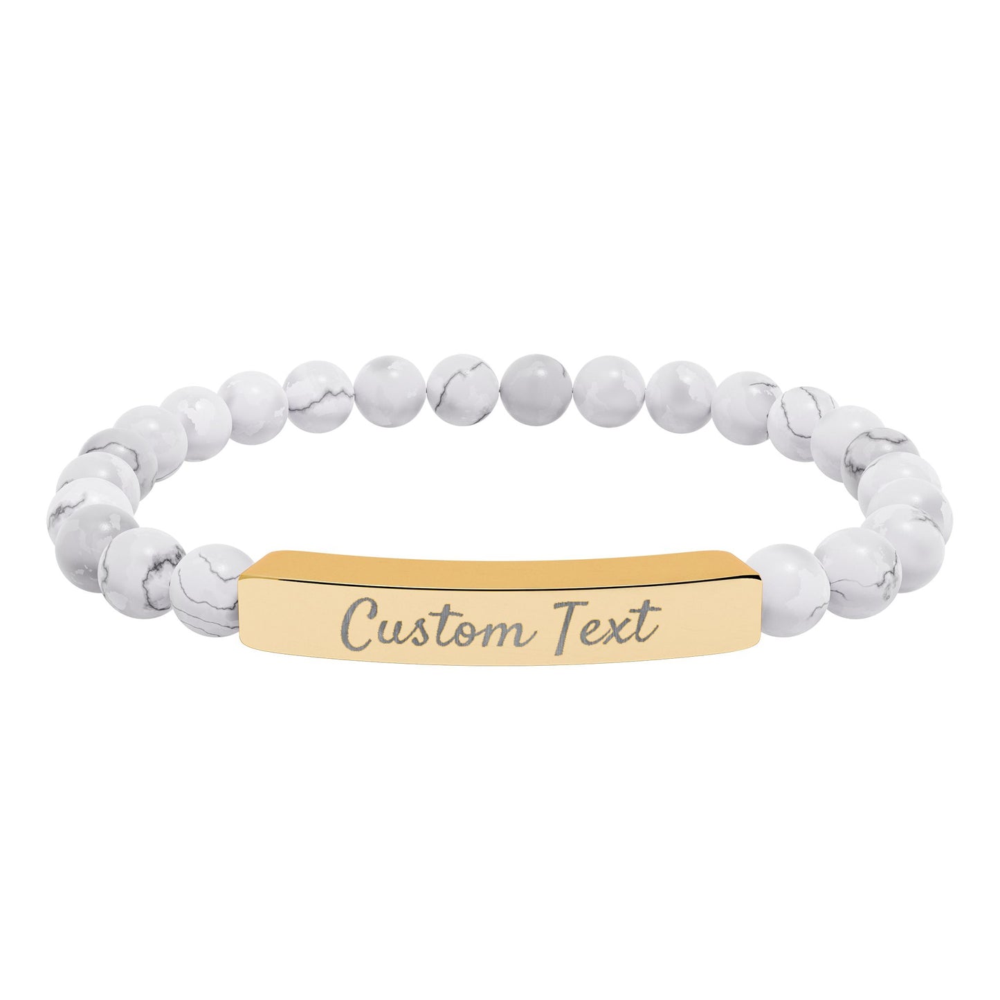 Engravable Natural Stone Bar Bracelet — Custom Name Stretch Bracelet