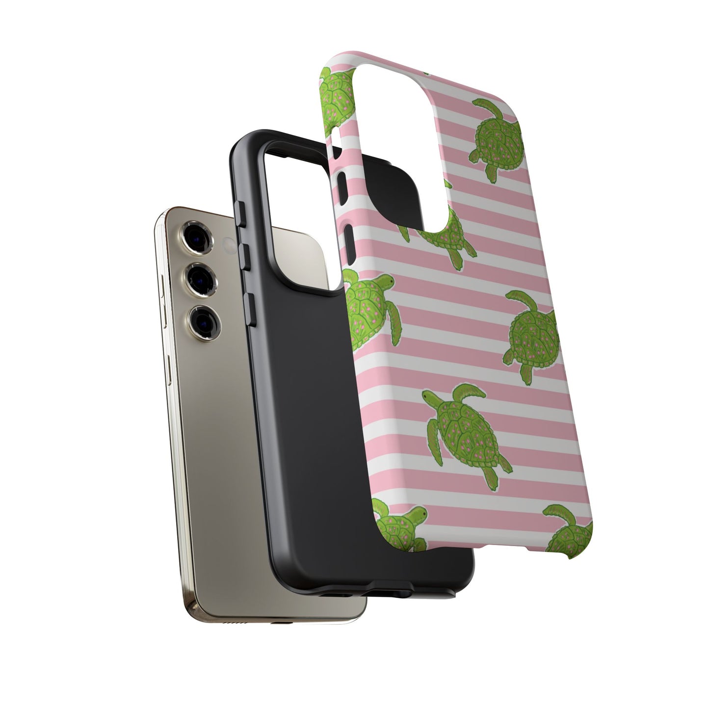Green Sea Turtles Phone Case | Pink Stripes Tough Case | iPhone 17
