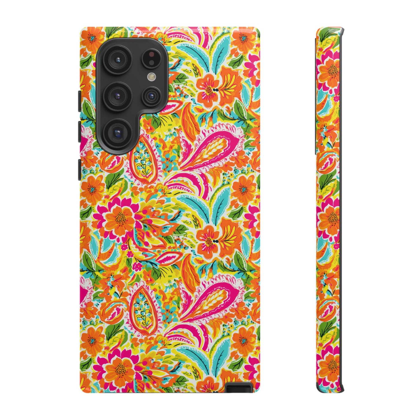 Vibrant Floral Paisley phone case | Tough Cases | Orange and Pink Floral | iPhone 17