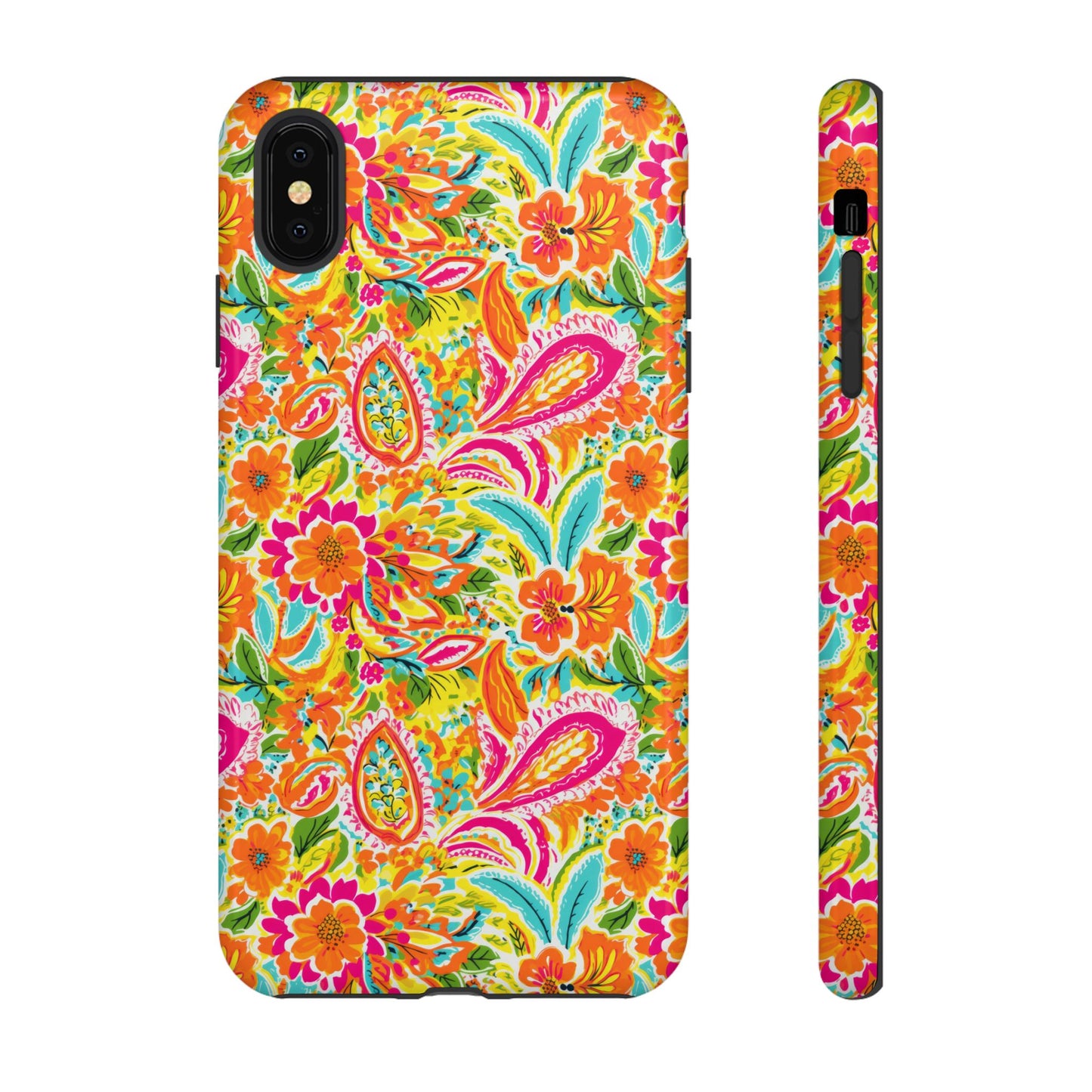 Vibrant Floral Paisley phone case | Tough Cases | Orange and Pink Floral | iPhone 17