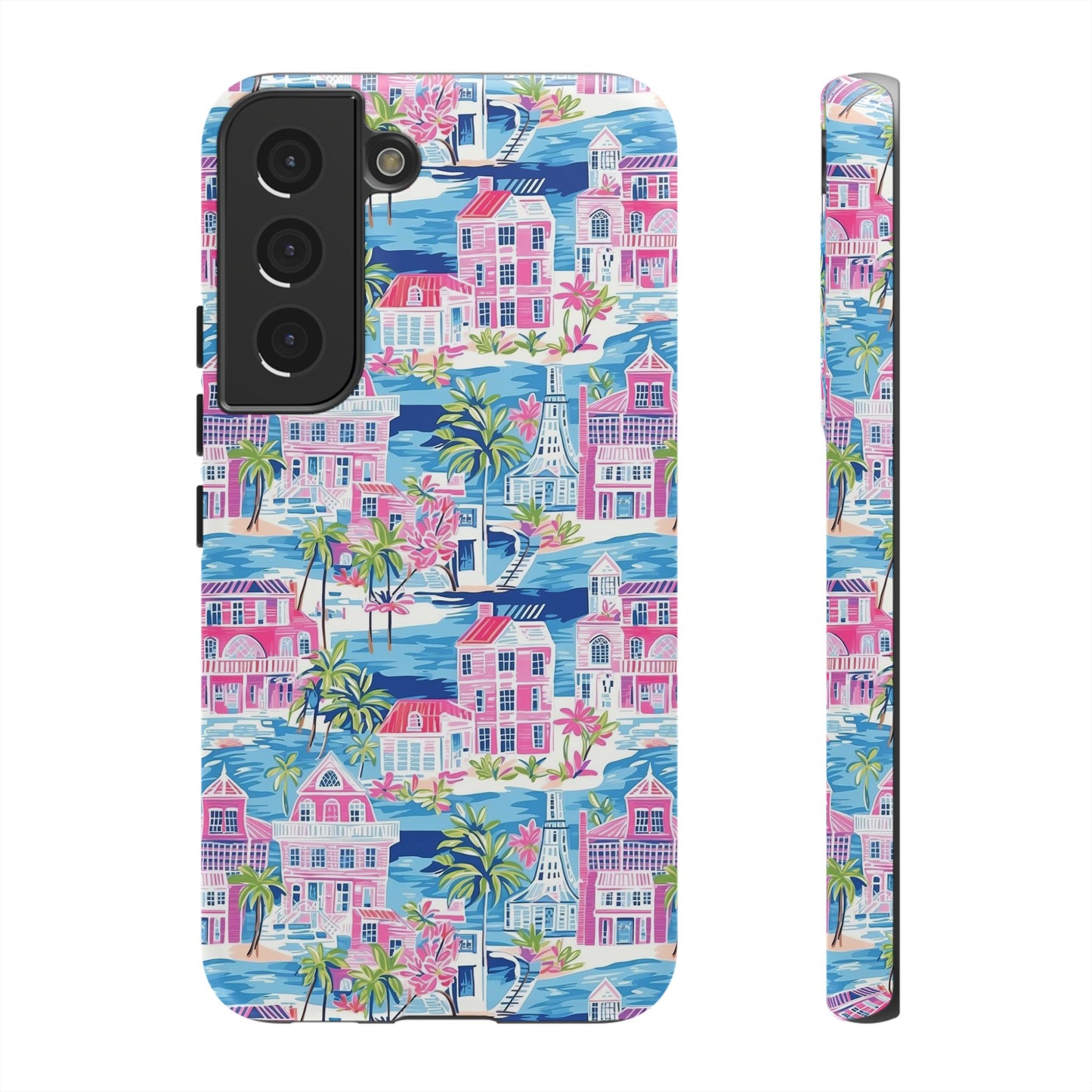 Pink Coastal Houses phone case | Tough Case | iPhone 17