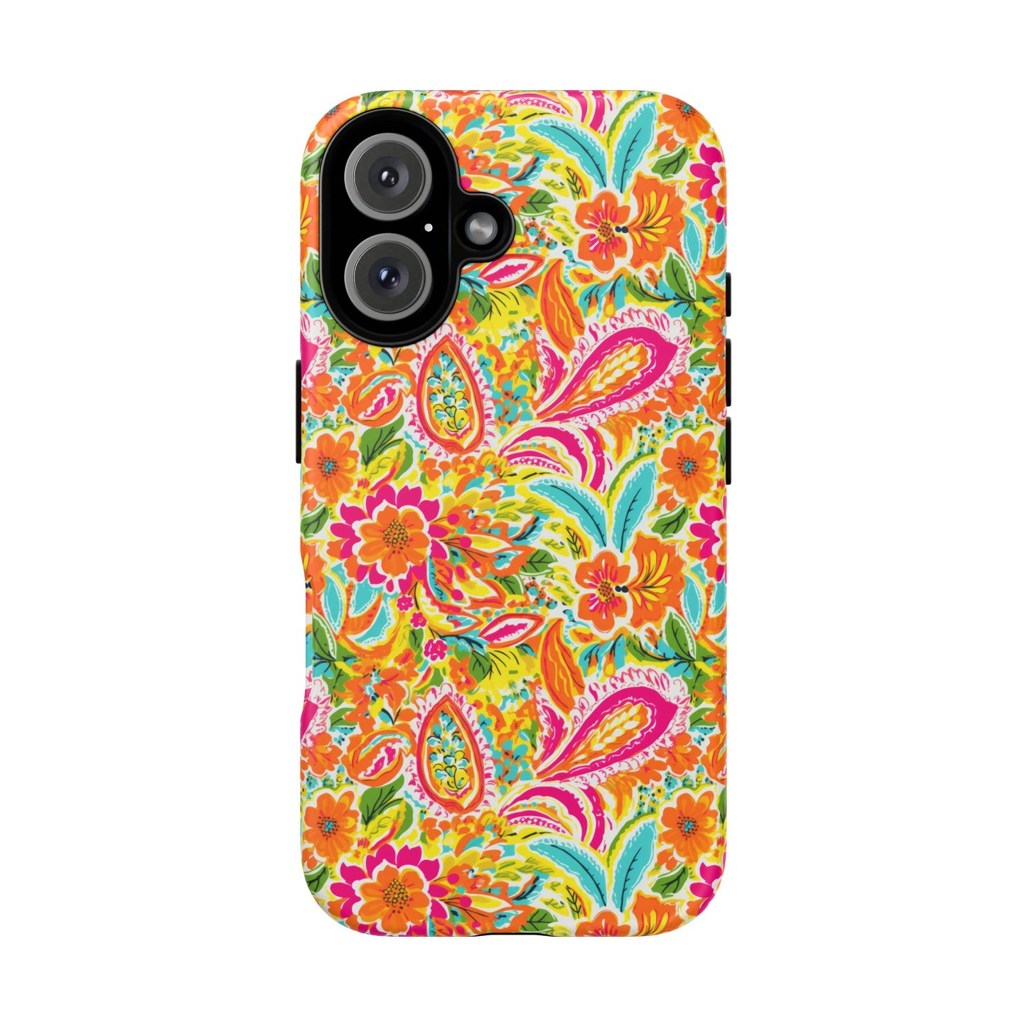Vibrant Floral Paisley phone case | Tough Cases | Orange and Pink Floral | iPhone 17