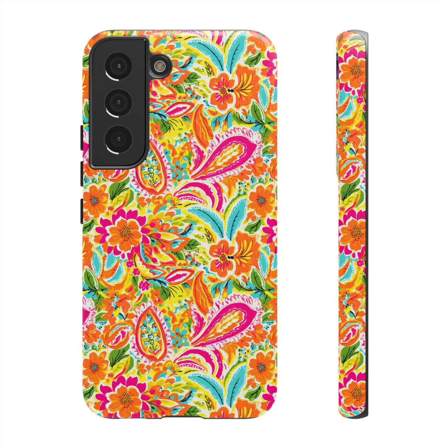 Vibrant Floral Paisley phone case | Tough Cases | Orange and Pink Floral | iPhone 17