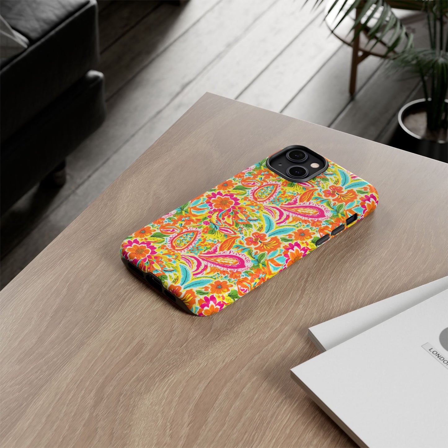Vibrant Floral Paisley phone case | Tough Cases | Orange and Pink Floral | iPhone 17